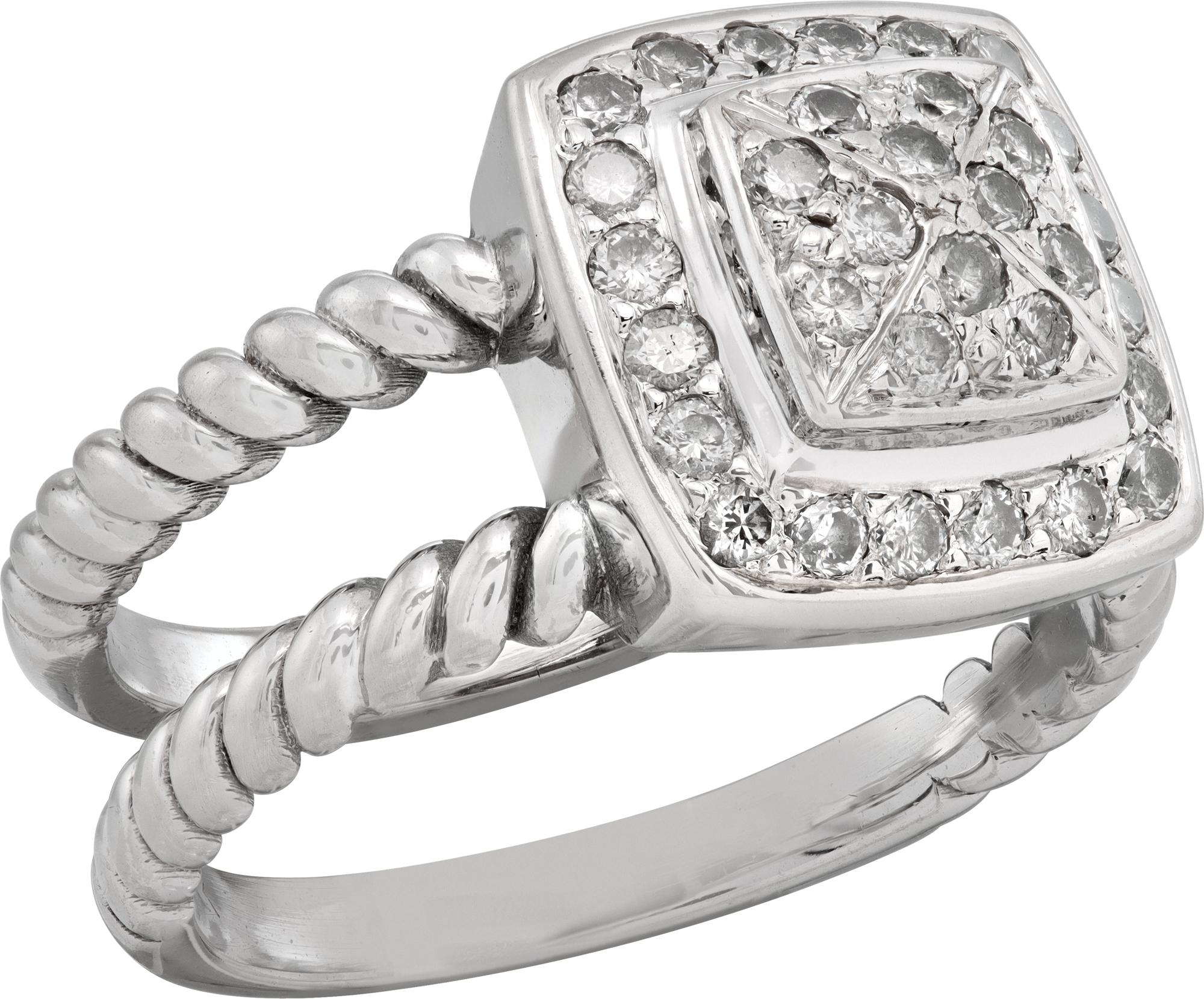 Double Band Halo Diamond White Gold Ring In Excellent Condition For Sale In Surfside, FL