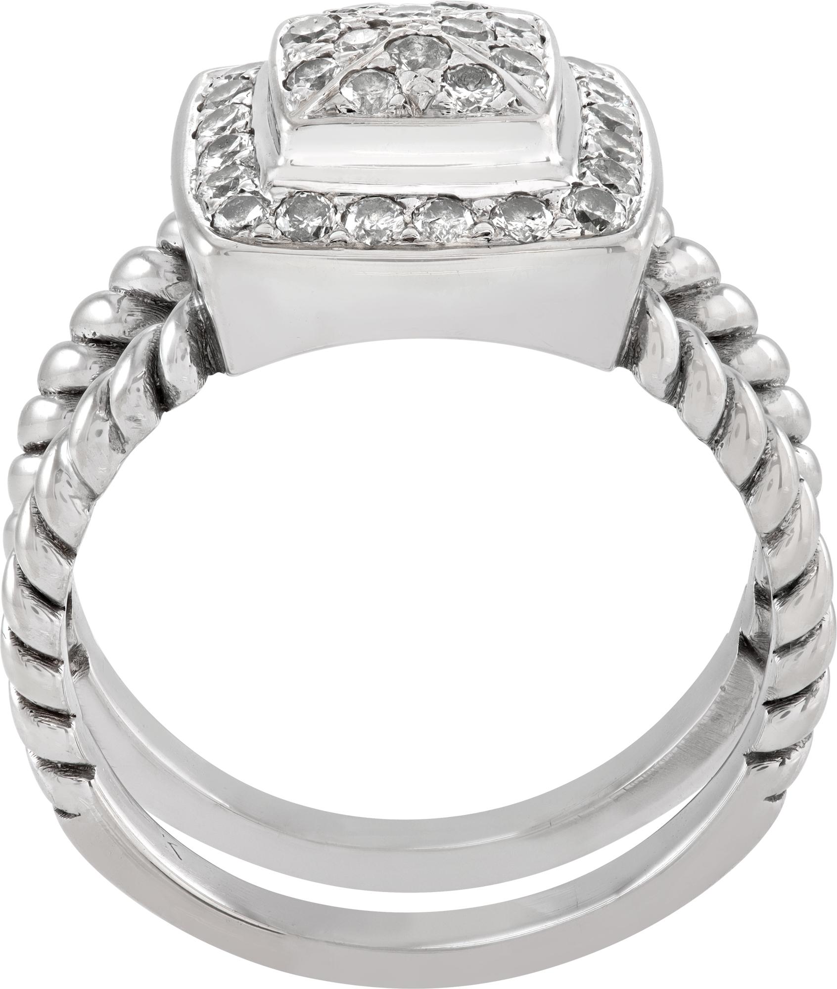 Women's or Men's Double Band Halo Diamond White Gold Ring For Sale