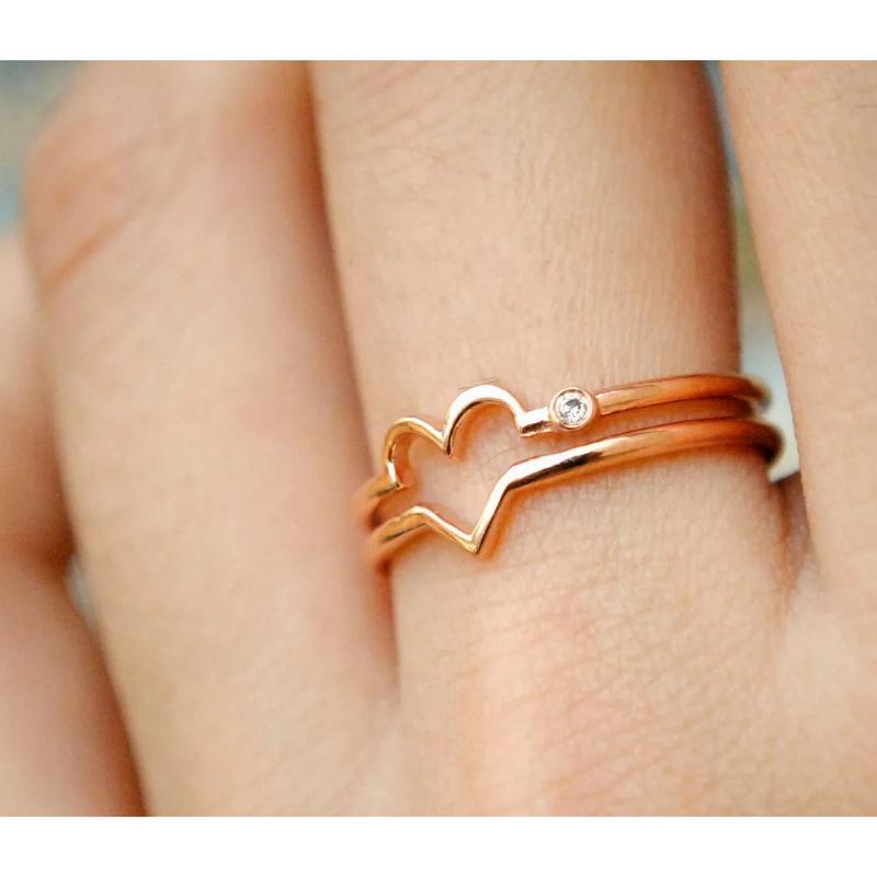 Double Band Lovers Ring in 14k Gold In New Condition For Sale In Chicago, IL