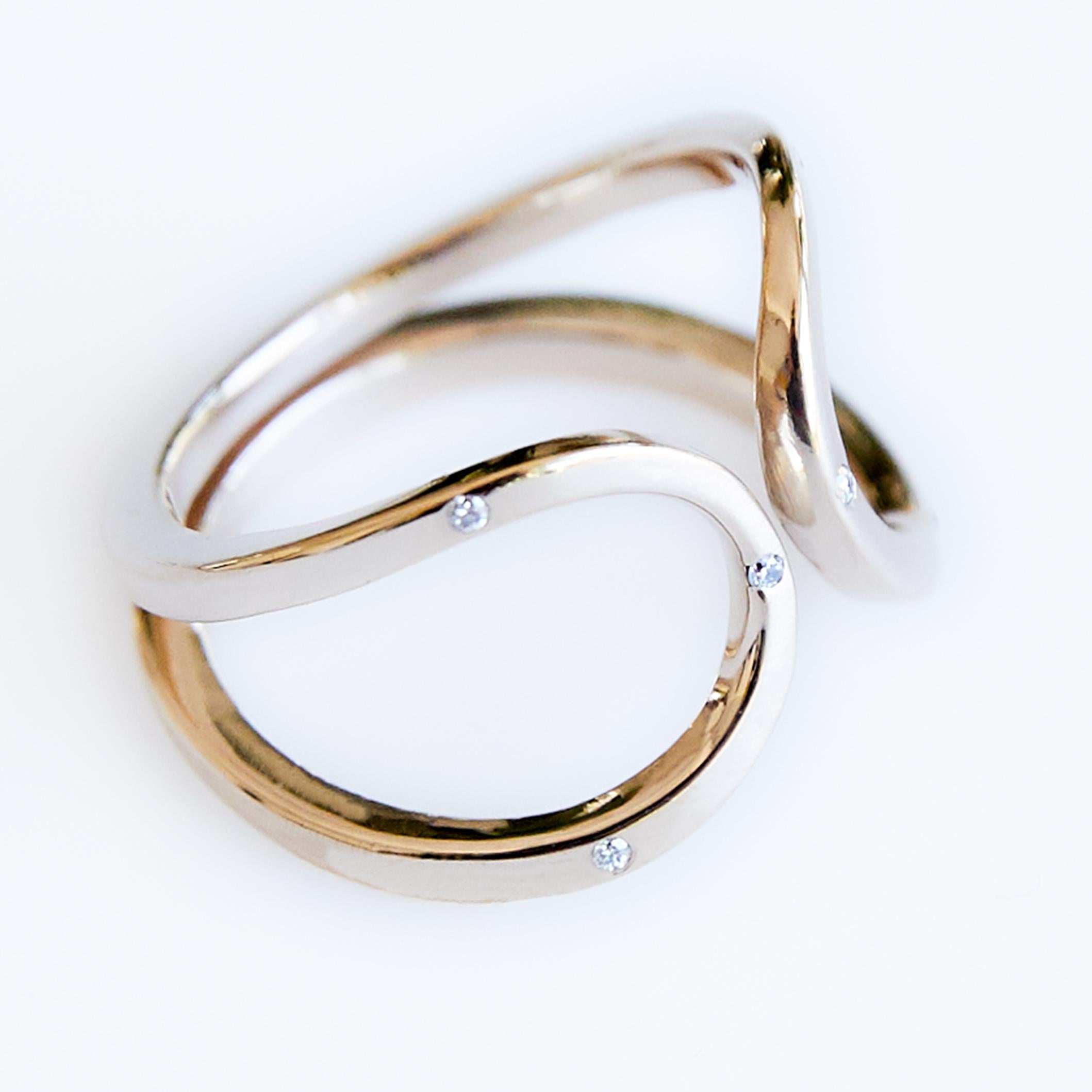 Double Band Ring Gold Vermeil White Diamond Cocktail Ring Adjustable J Dauphin

J DAUPHIN 