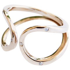 Double Band Ring White Diamond Cocktail Ring Adjustable Bronze J Dauphin