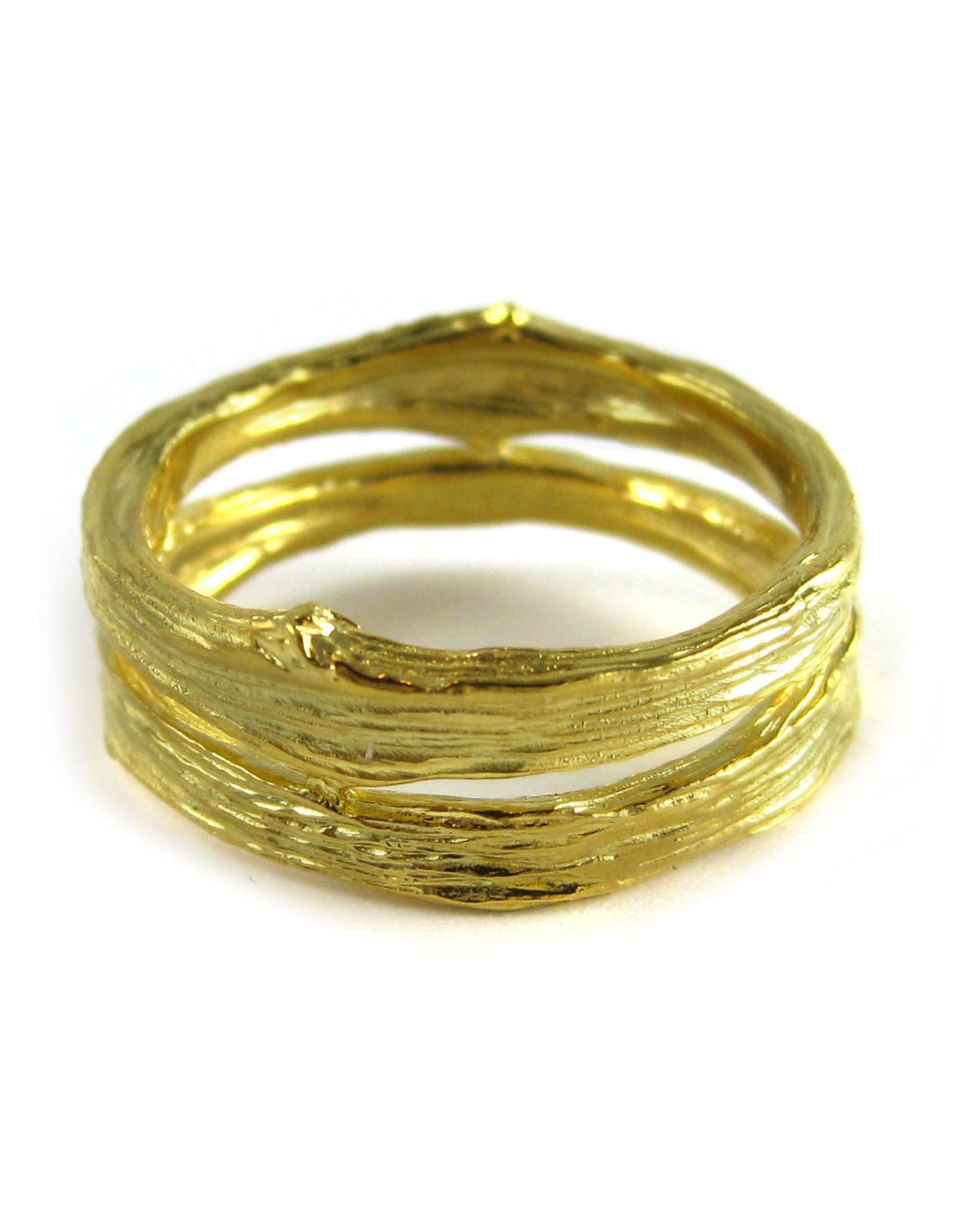 18k Gold Double-band Twig Ring For Sale 1