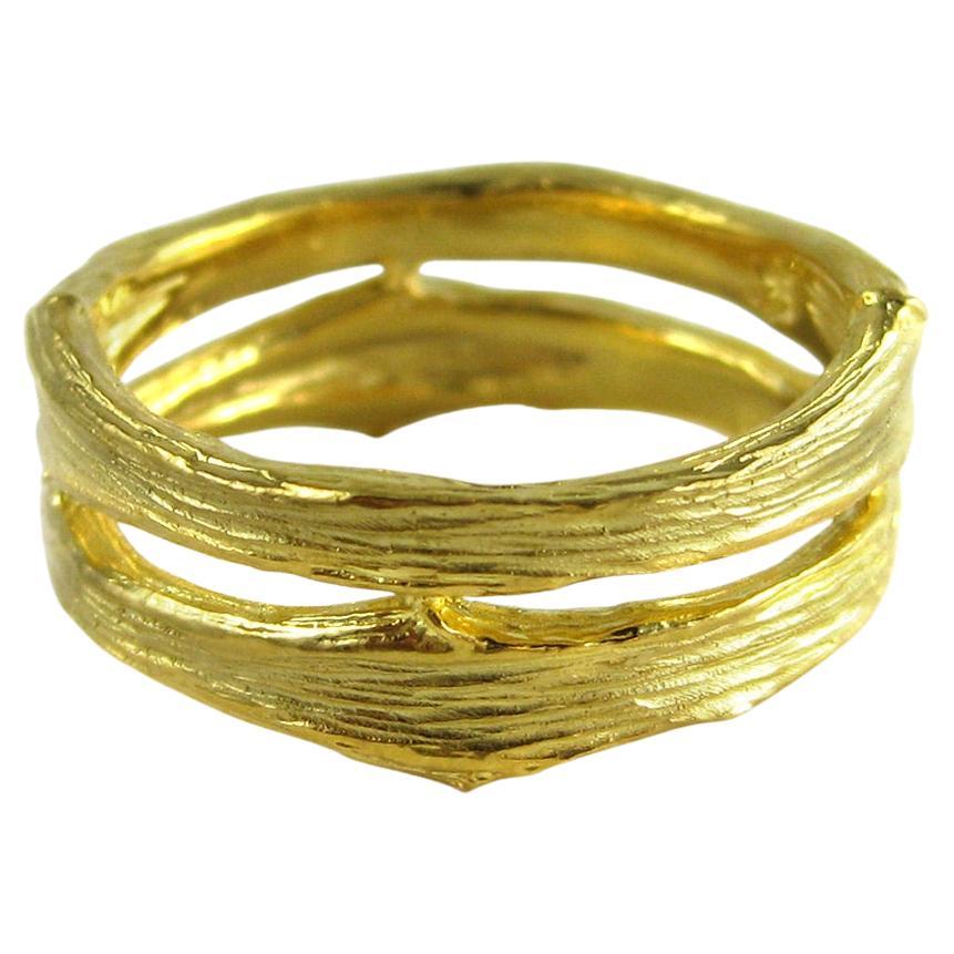 18k Gold Double-band Twig Ring For Sale