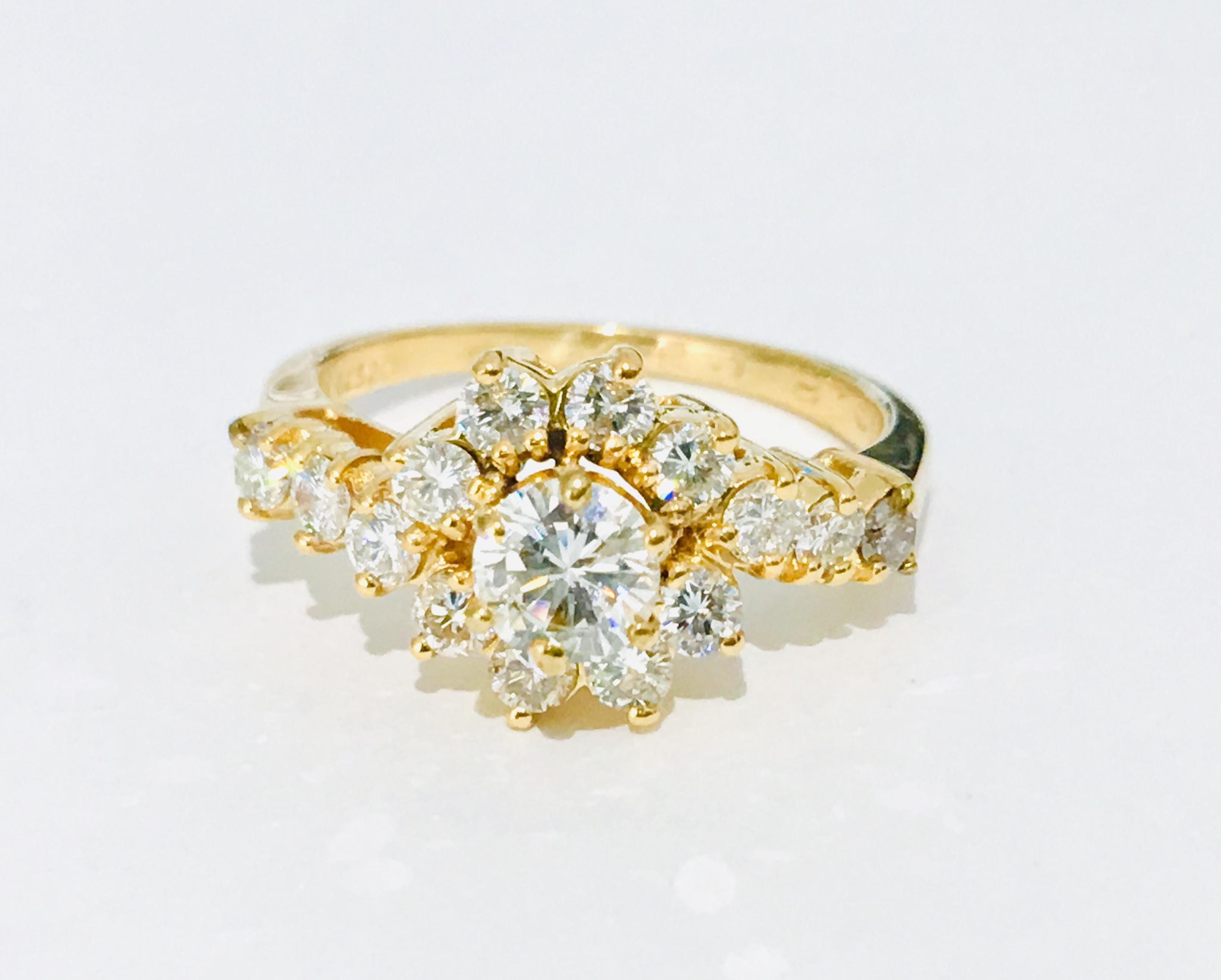 Victorian Double Band White Diamond and Yellow Gold Engagement Ring For Sale