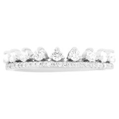 Double Banded Round Diamond Crown Ring