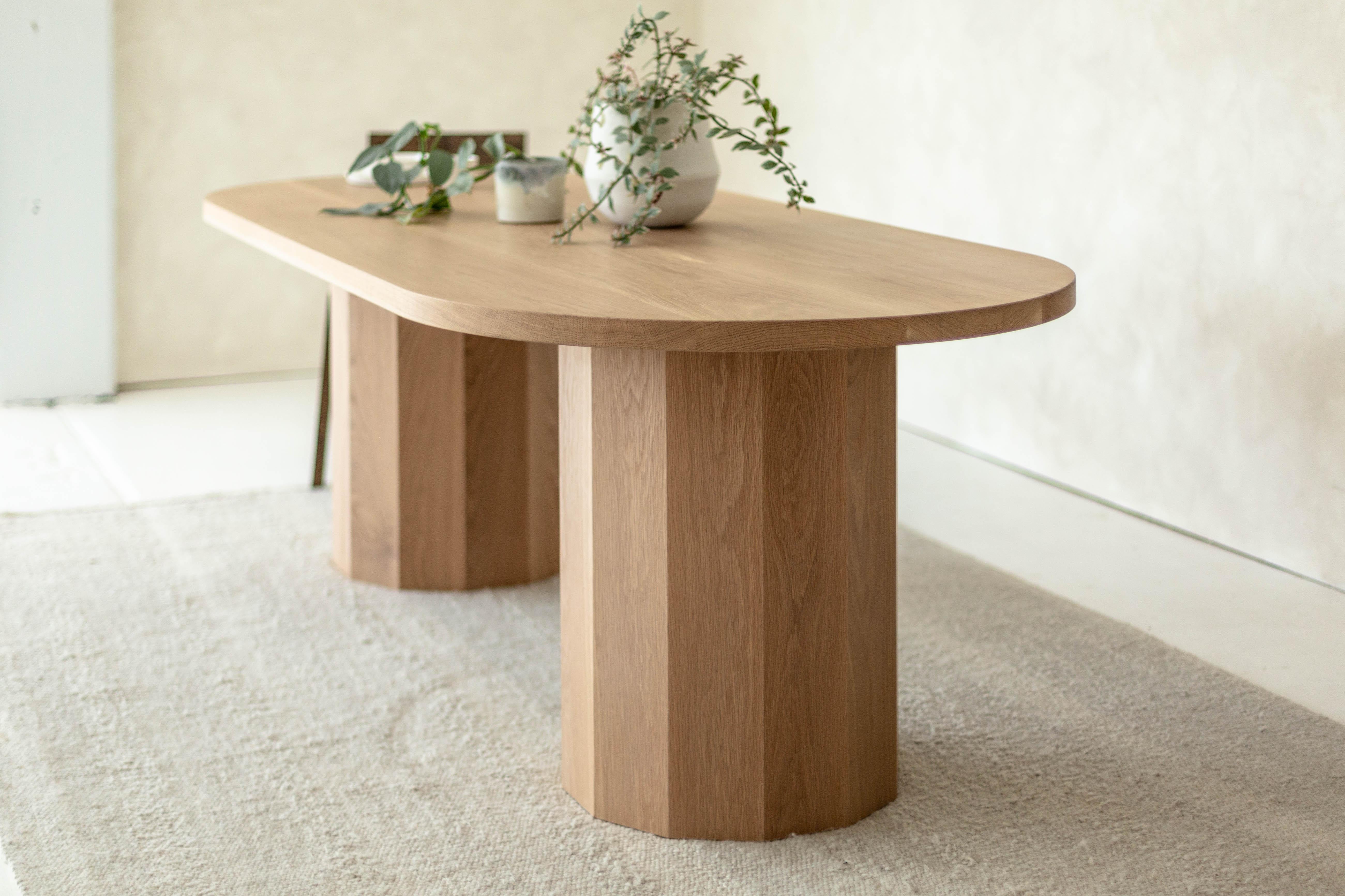 Organic Modern Double Barrel Dining Table in American Oak by Mr and Mrs White For Sale