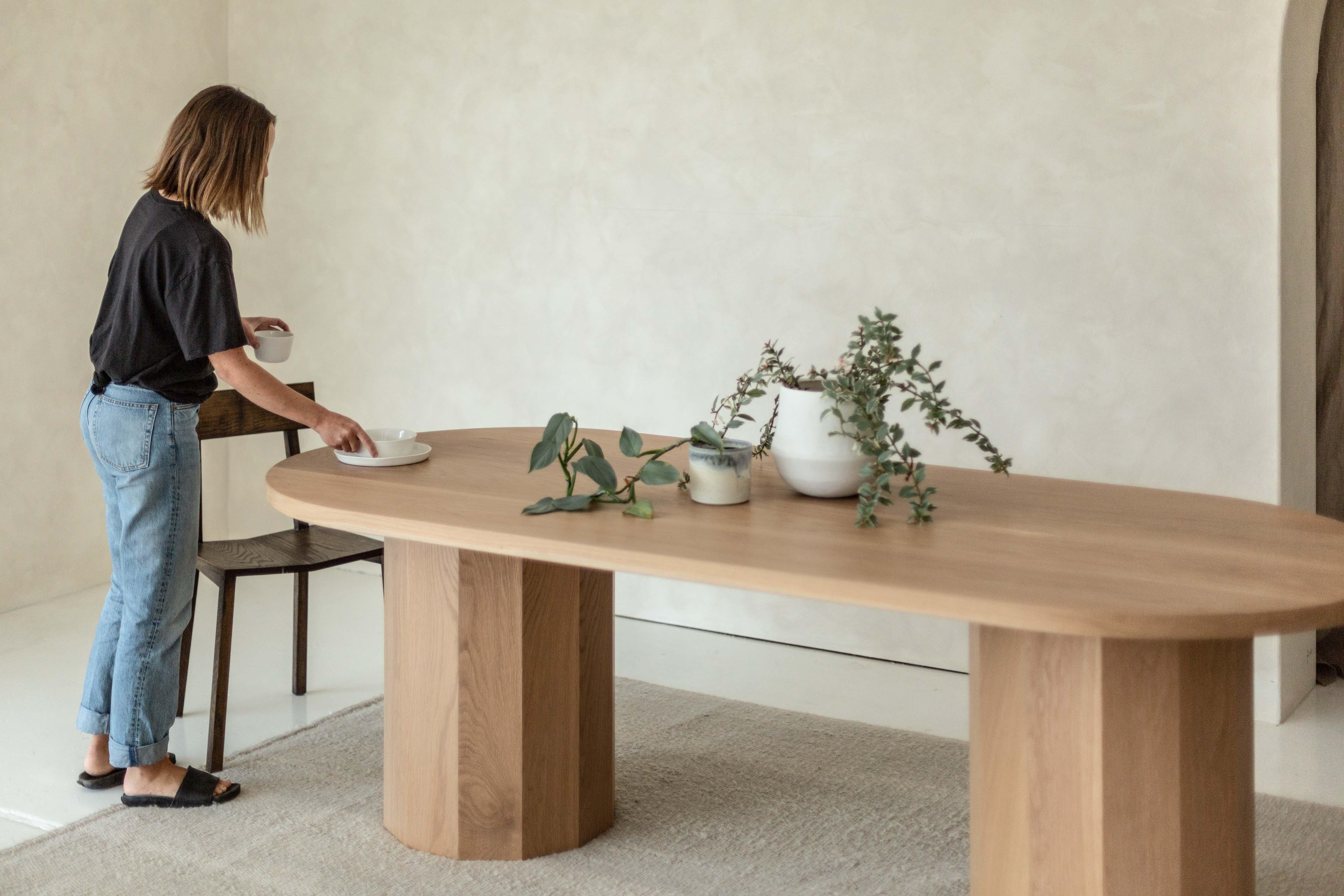 Hand-Crafted Double Barrel Dining Table in American Oak by Mr and Mrs White For Sale