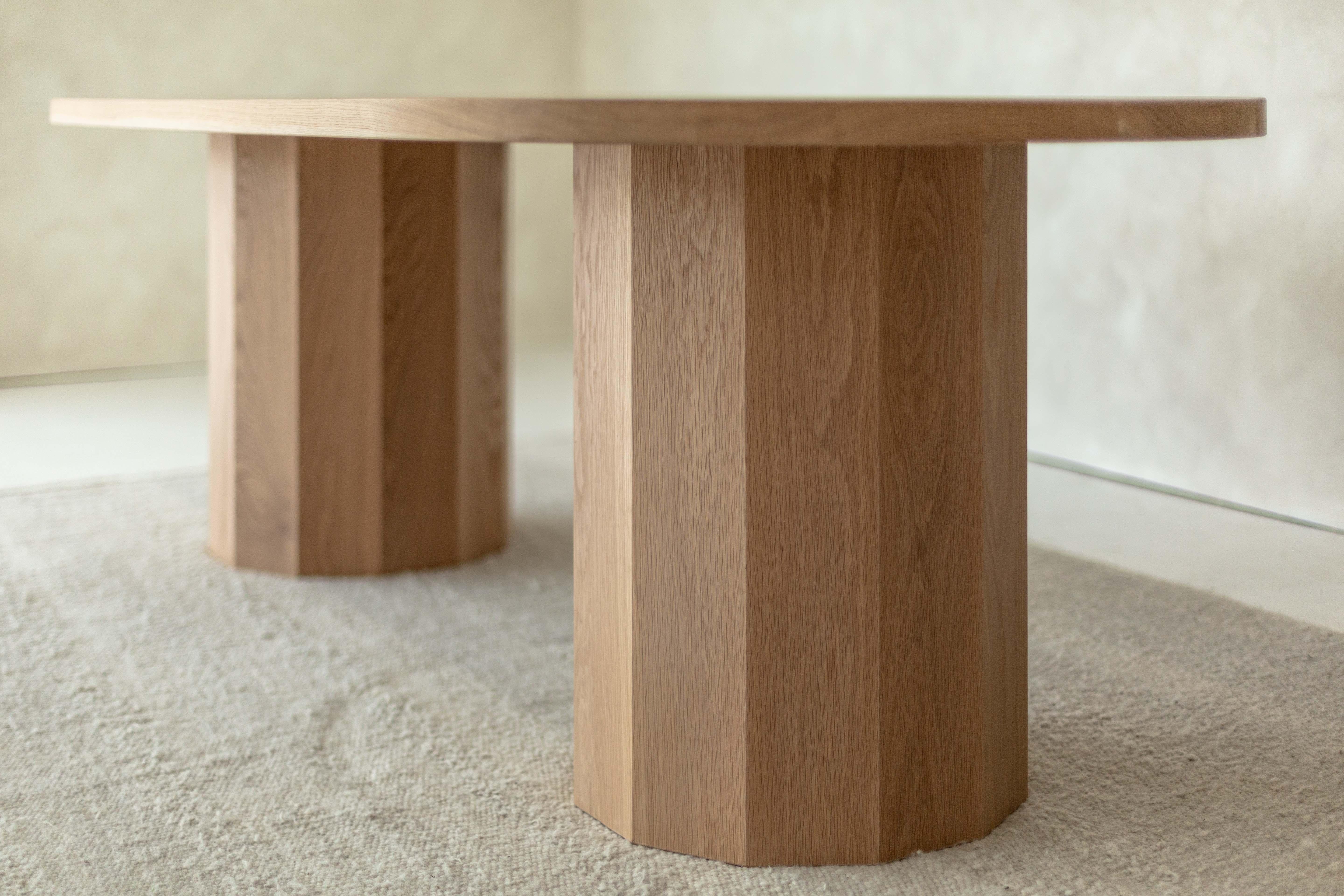 Contemporary Double Barrel Dining Table in American Oak by Mr and Mrs White For Sale