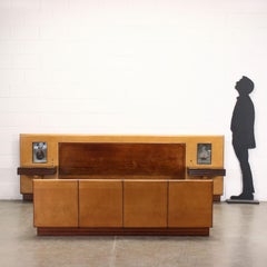 Double Bed Beech Rosewood Glas, Italy, 1940s