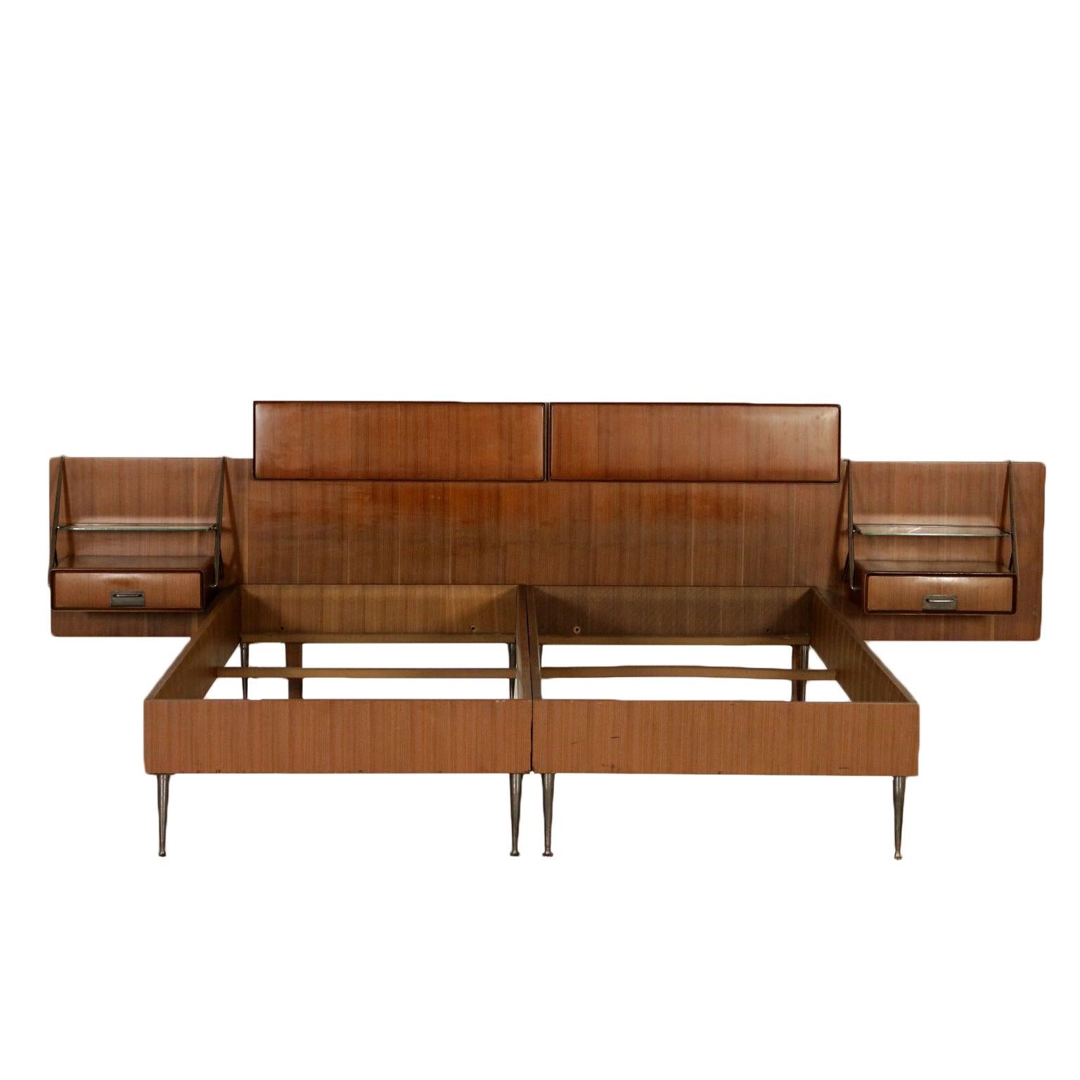 Double Bed by Silvio Cavatorta Teak Veneer Vintage, Italy, 1960s at 1stDibs