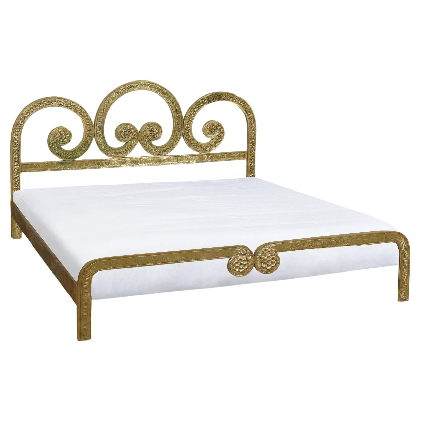 Double Bed Frame in Cast Bronze by Angelo Brotto for Esperia, Italy, circa 1970