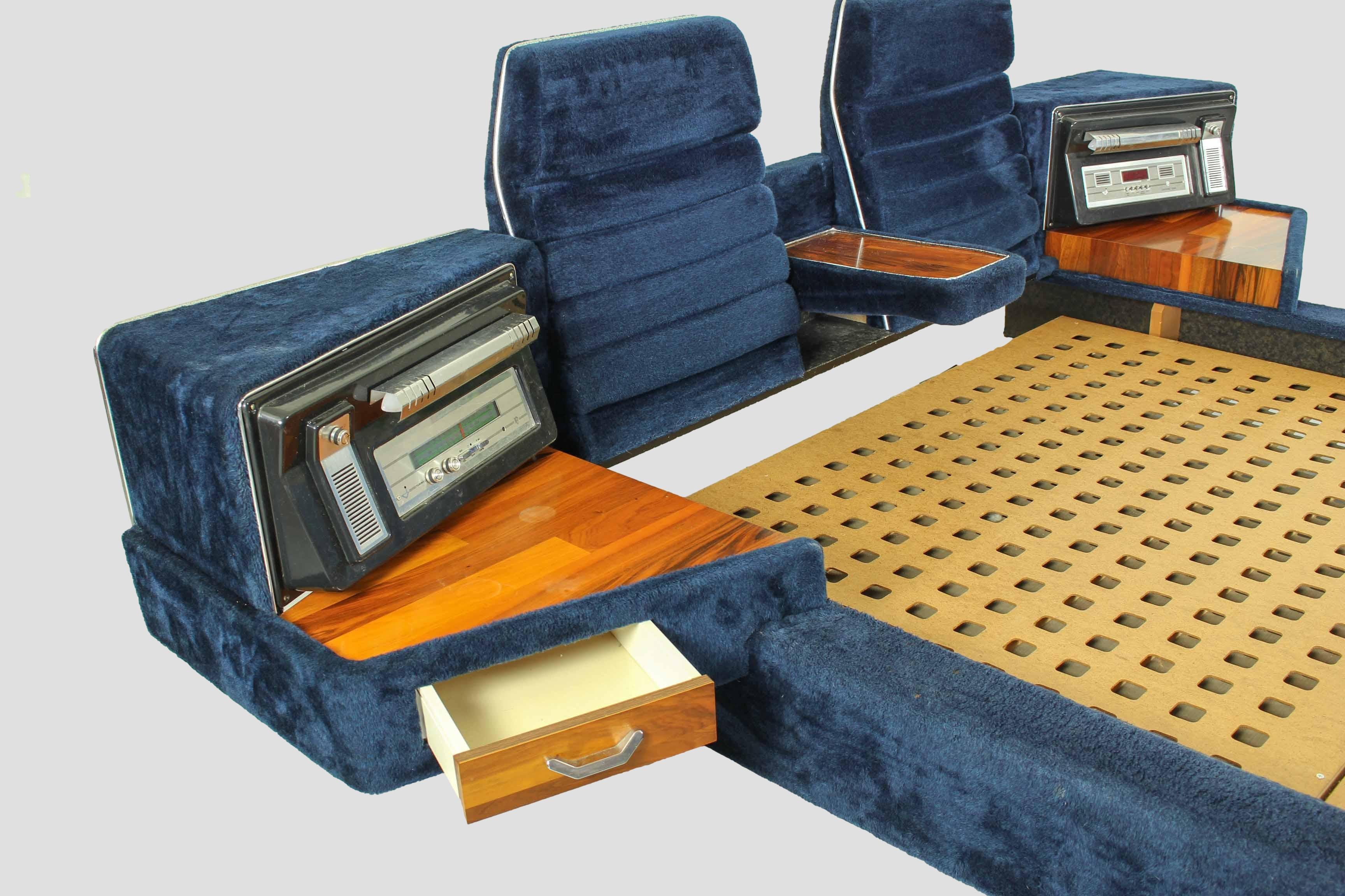 Double Bed in Fake Fur with Working Lights and Radio, 1970s 7