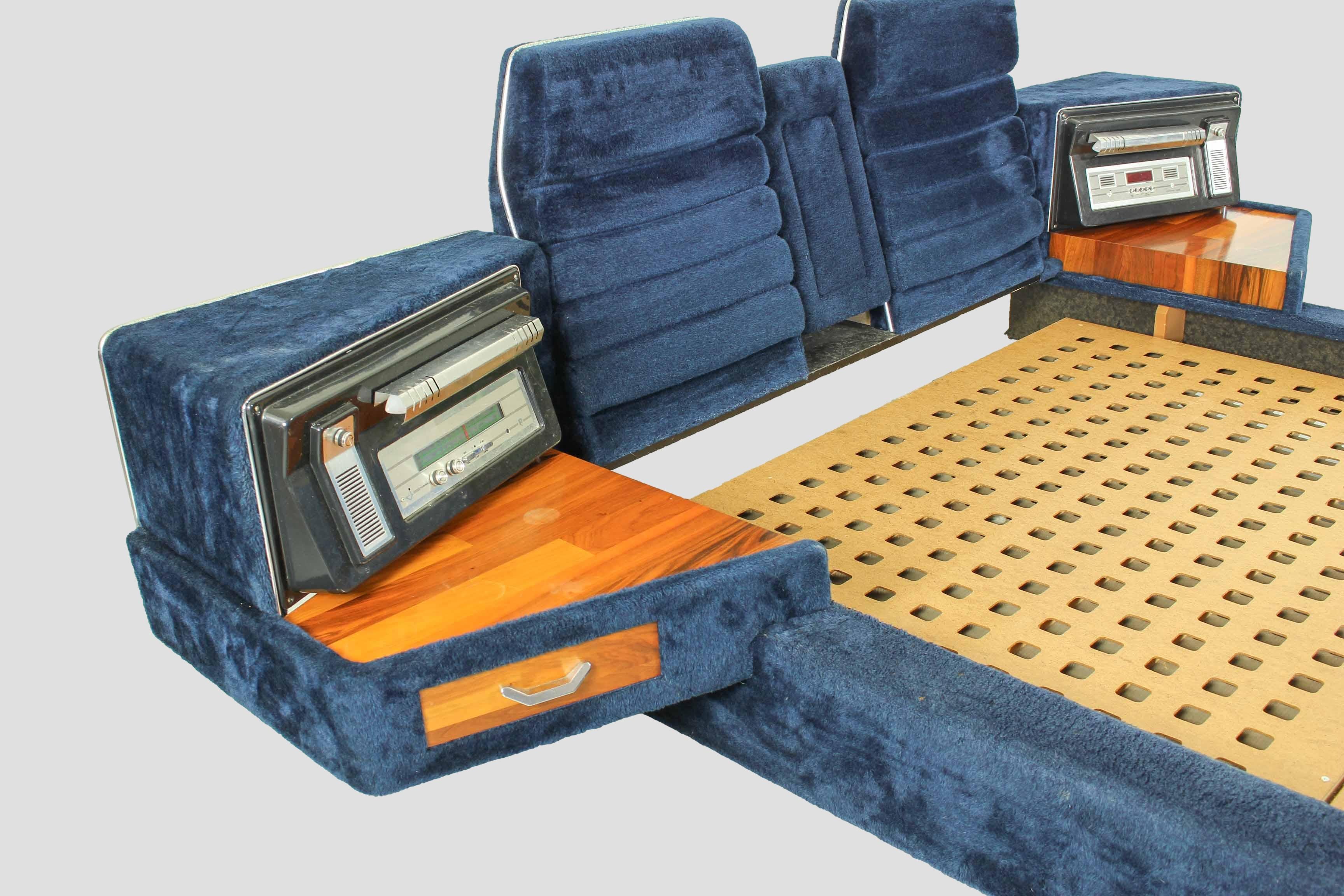 Double Bed in Fake Fur with Working Lights and Radio, 1970s 8