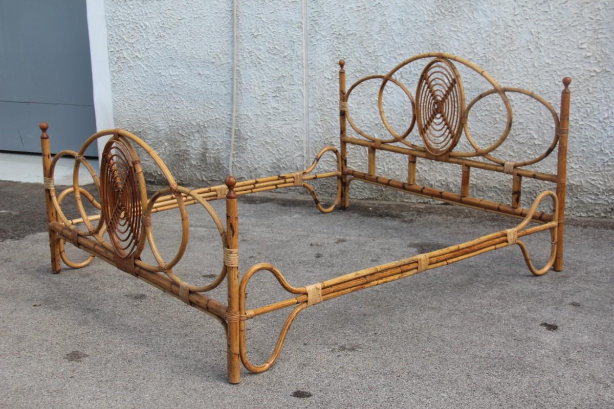 Double Bed Mid-Century Italian Design Solid Bamboo, 1950s For Sale 3