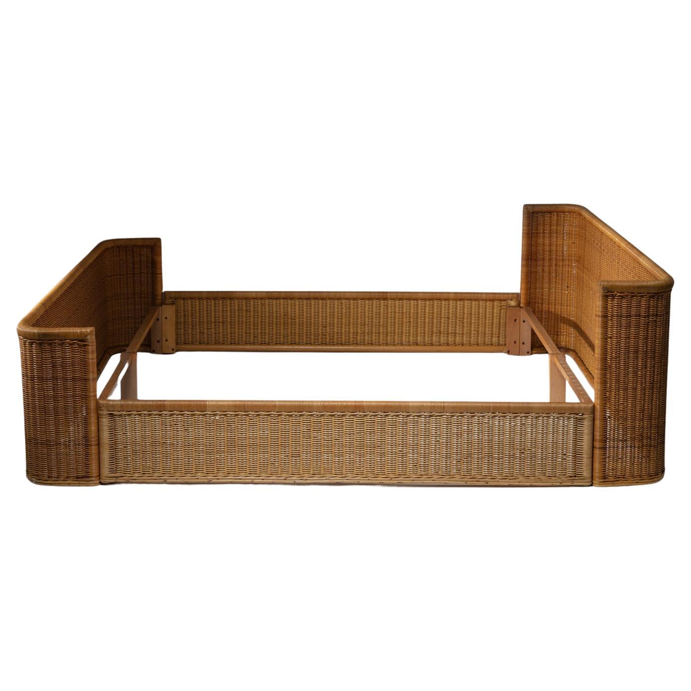 Double Bed Wicker Frame by Adalberto Dal Lago for Germa, Italy, 1970s en vente