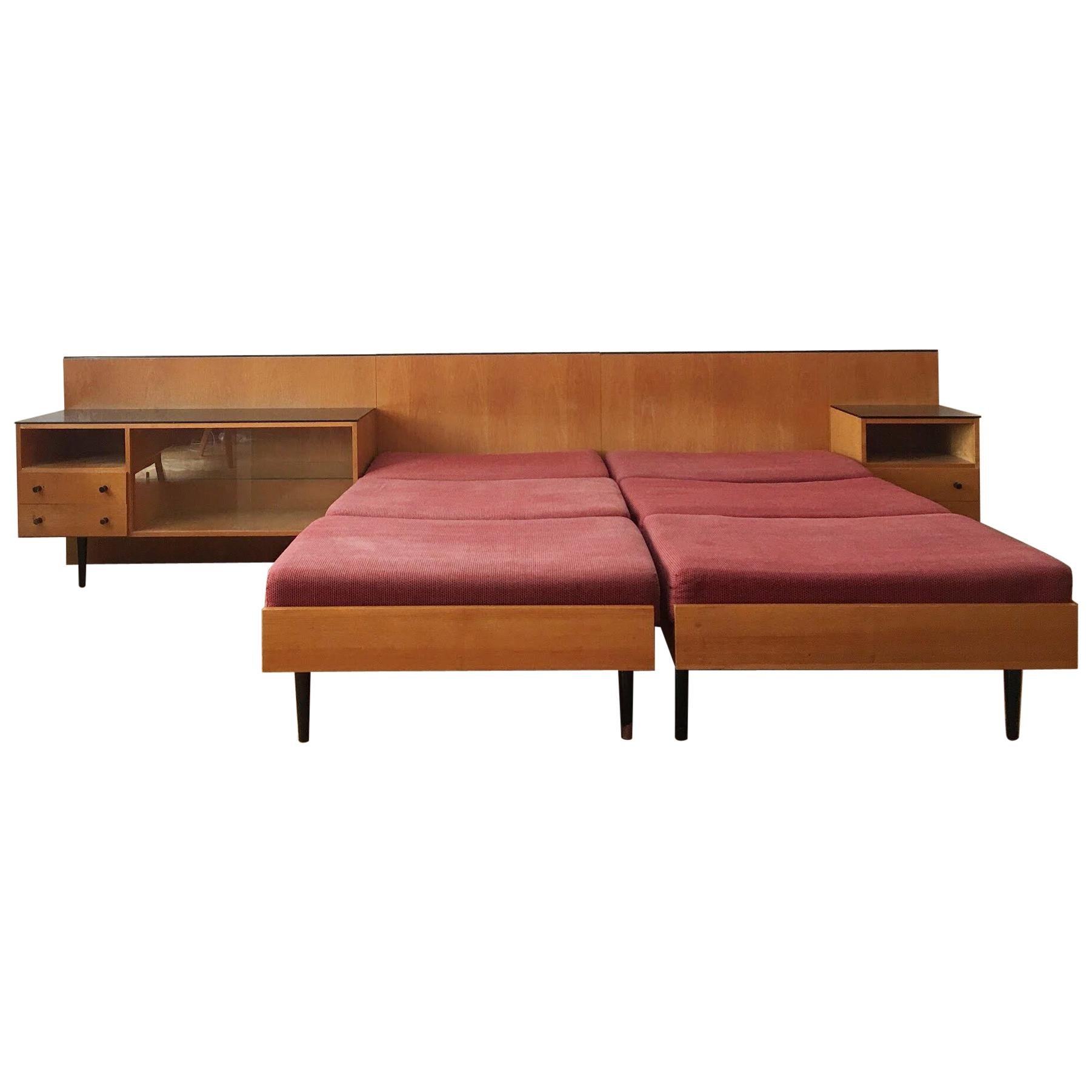 Double Bed with Nightstands by Mojmir Pozar for Up Zavody, 1960s