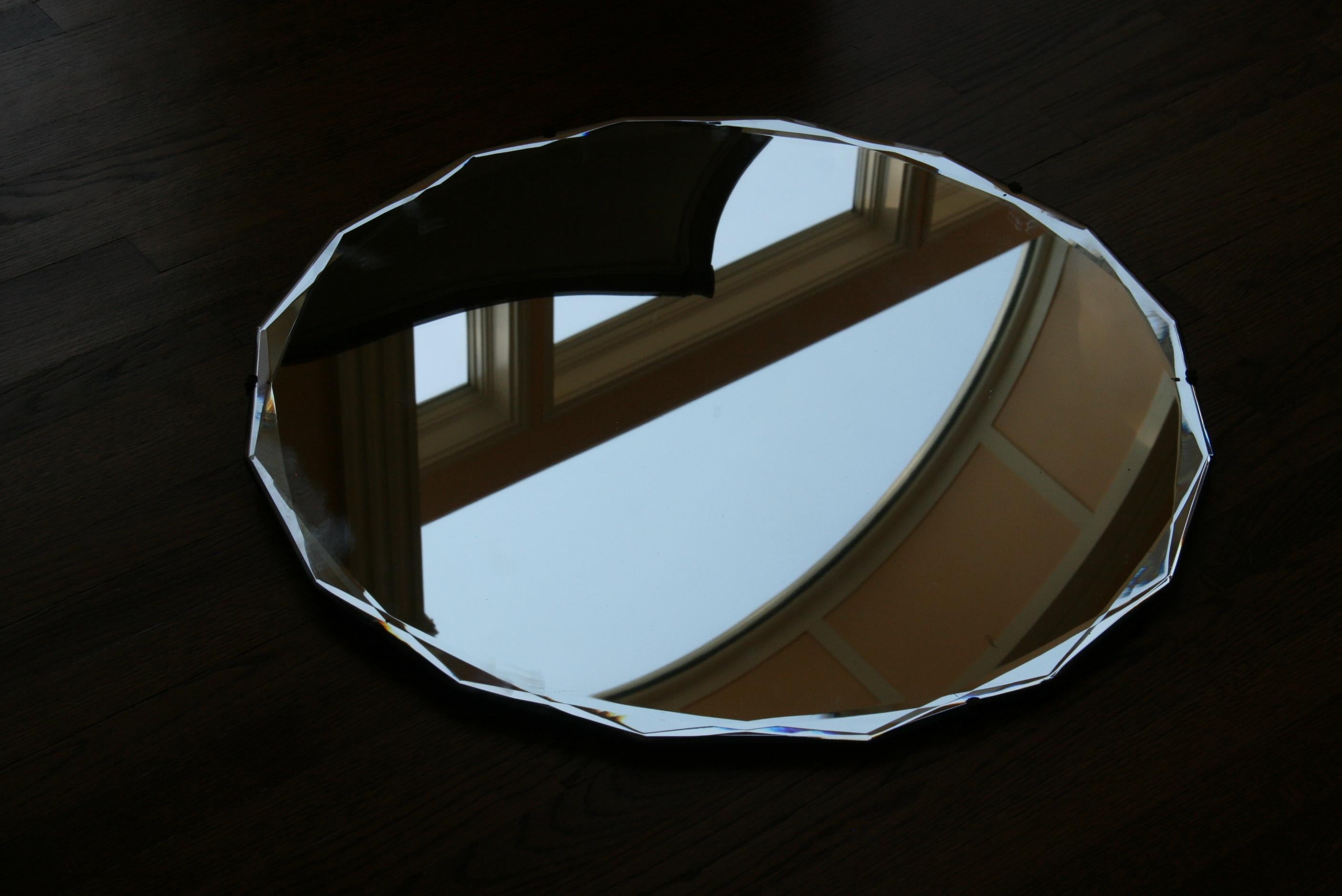 Italian Vintage Frameless Double Beveled Glass Multi Angled Mirror, 1920 6