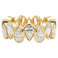 Double Bezel Eternity Band, Pear, 3.30 Carats, 18K Yellow Gold, Size 6
