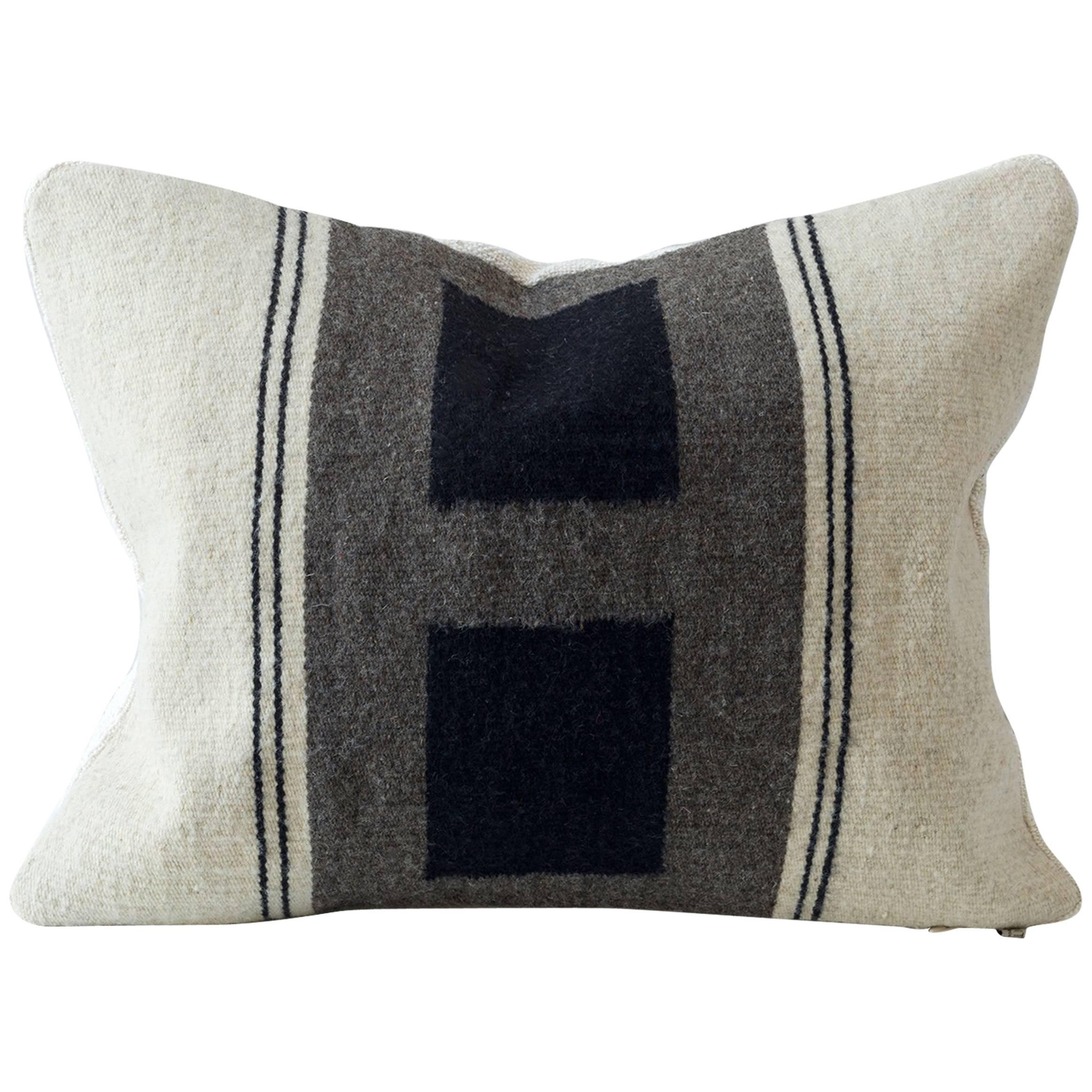 Double Block Flat-Weave Textile Cushion For Sale