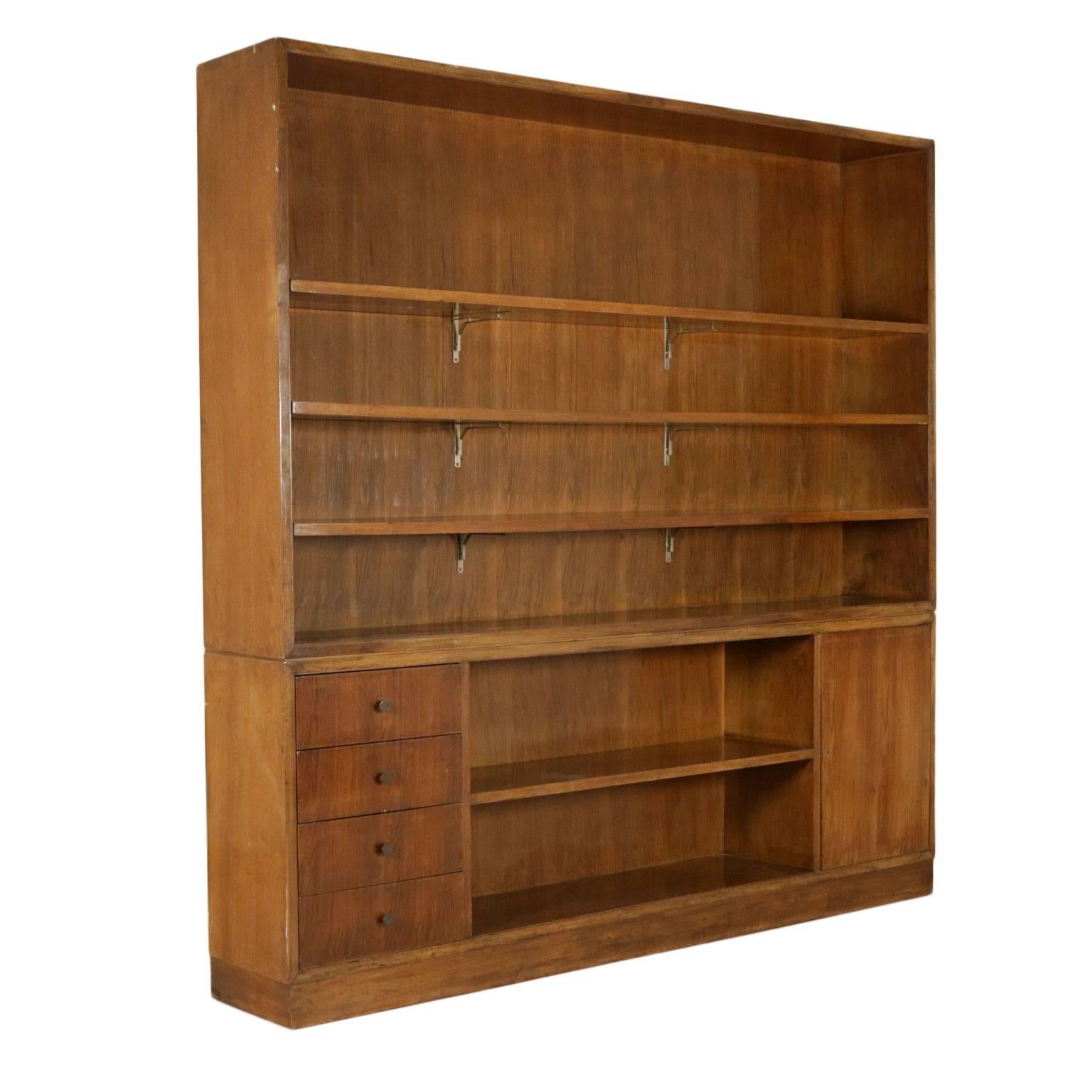 Double Body Bookcase Walnut Vintage Manufactured in Italy, 1940s