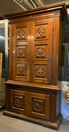 Double-body cabinet in richly carved walnut wood, Tuscany
