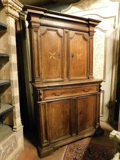 Double body sideboard, credenzas in inlaid walnut, Italy