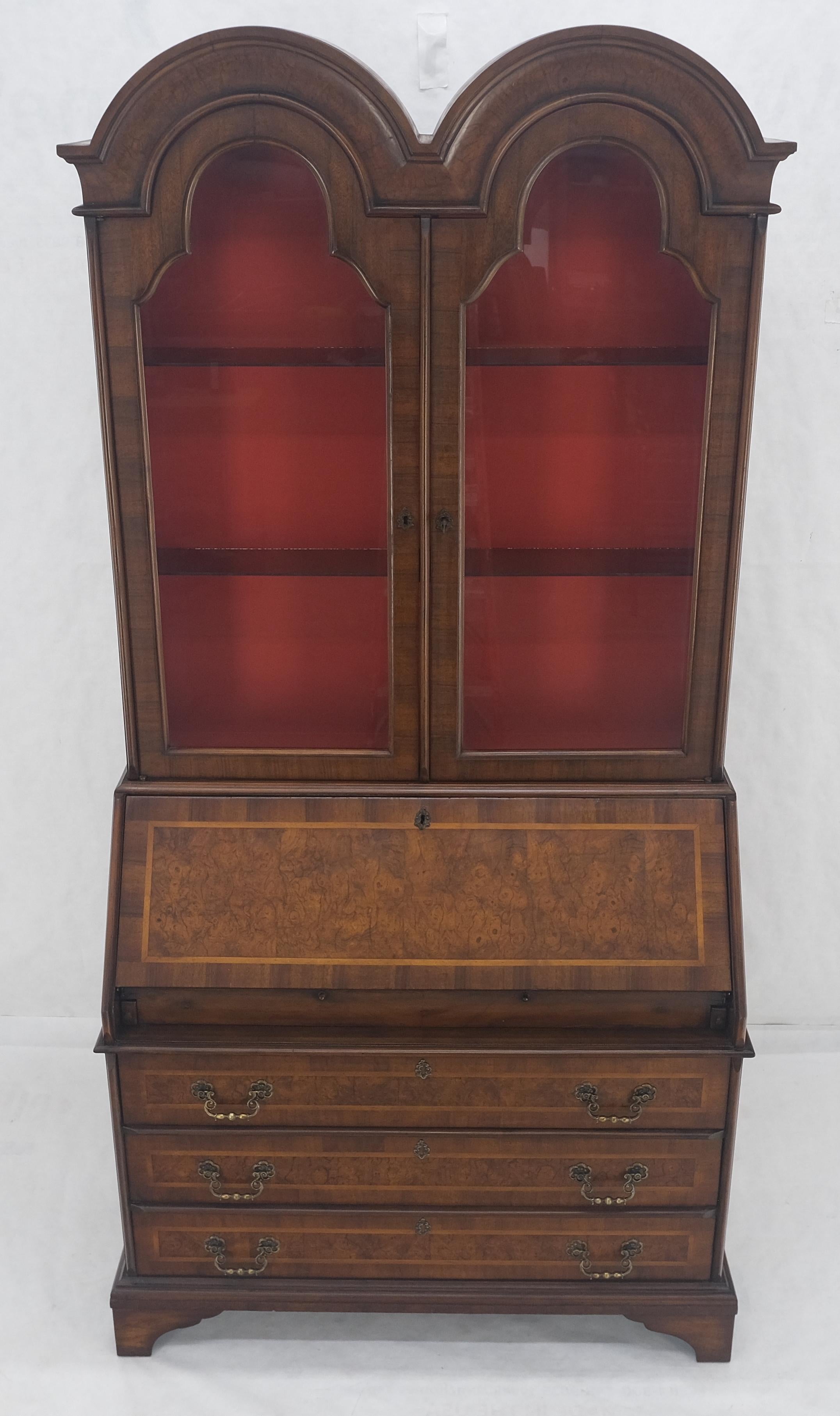 Escritorio de secretaria de 3 cajones con tapa de cúpula de doble bonete de madera de arce de los años 1900 ¡Limpio! Estadounidense en venta