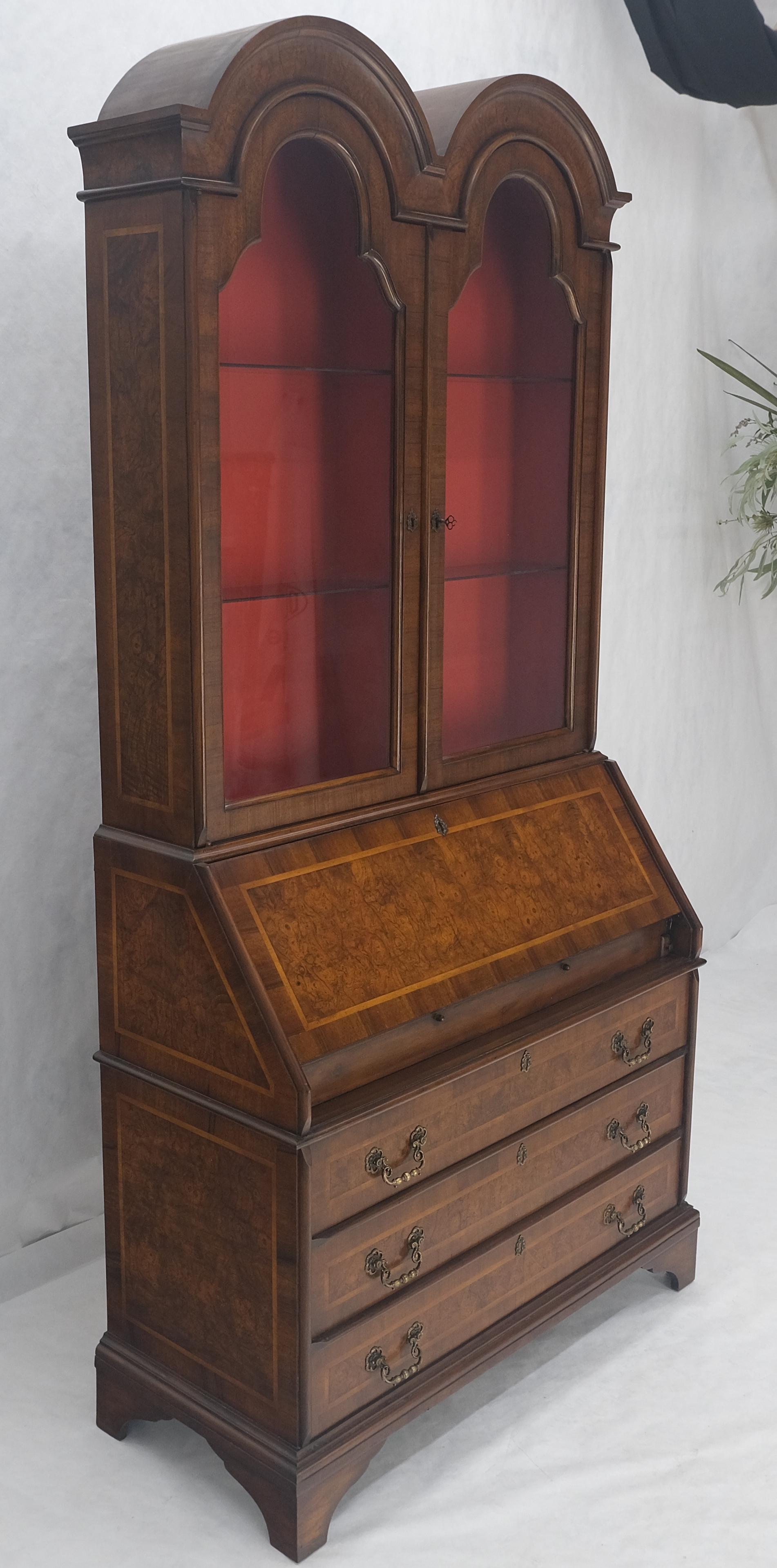 Escritorio de secretaria de 3 cajones con tapa de cúpula de doble bonete de madera de arce de los años 1900 ¡Limpio! en Bueno estado para la venta en Rockaway, NJ