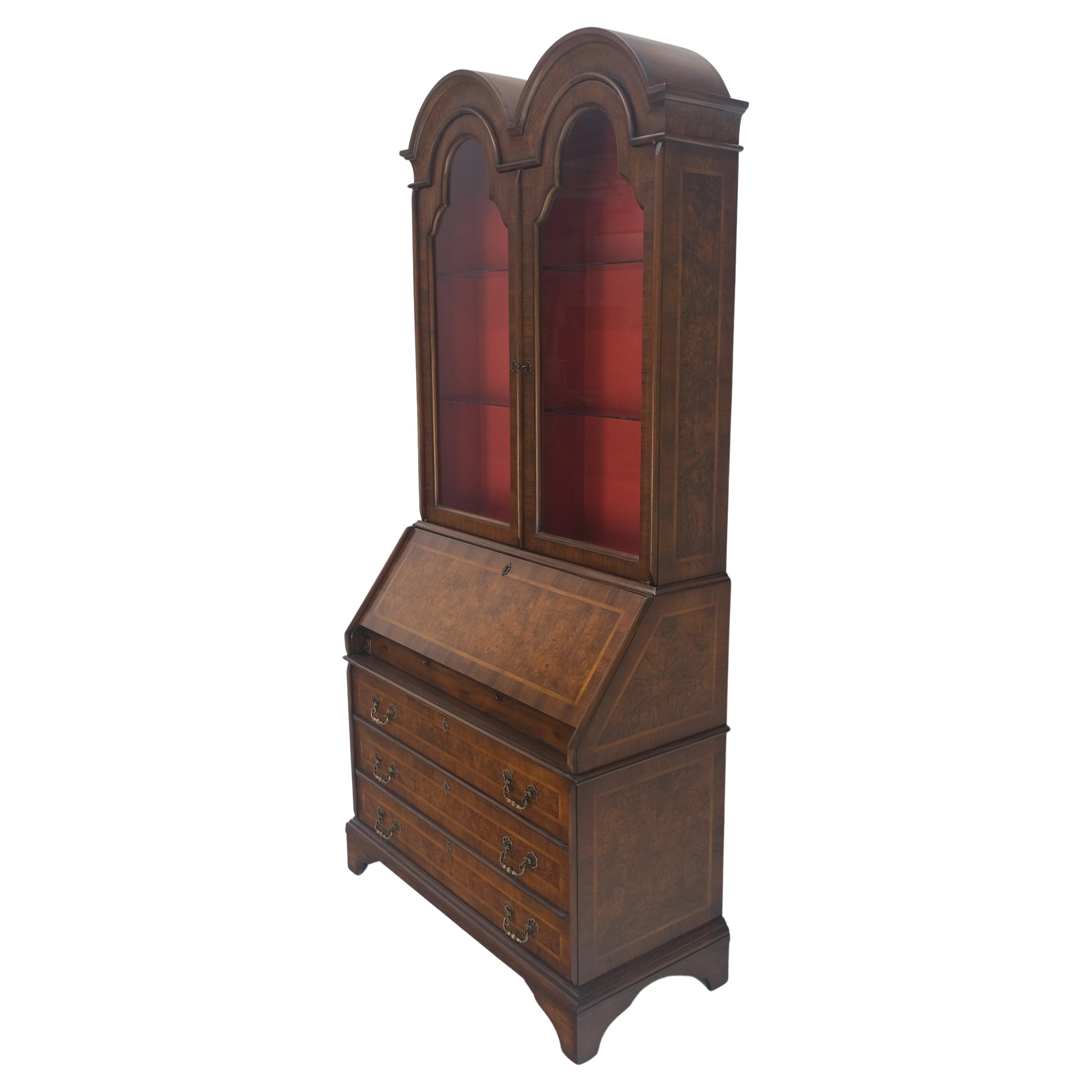 Escritorio de secretaria de 3 cajones con tapa de cúpula de doble bonete de madera de arce de los años 1900 ¡Limpio! en venta