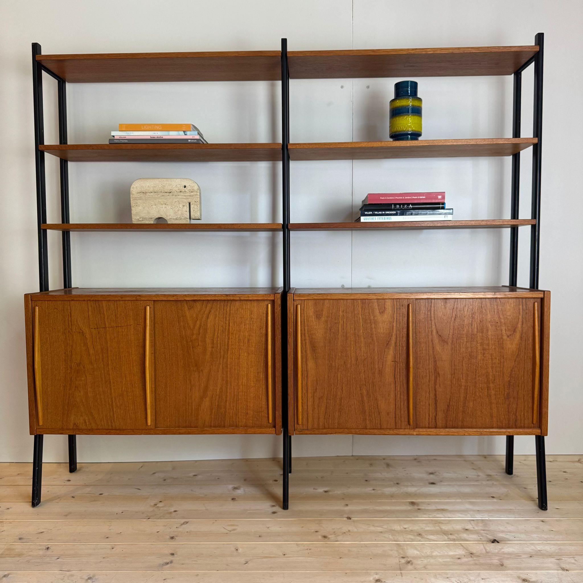 Placage Double bookcase in teak, Sweden 1960 en vente