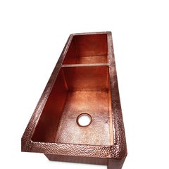 Double-bowl Hammered Copper Drop-in Kitchen Sink