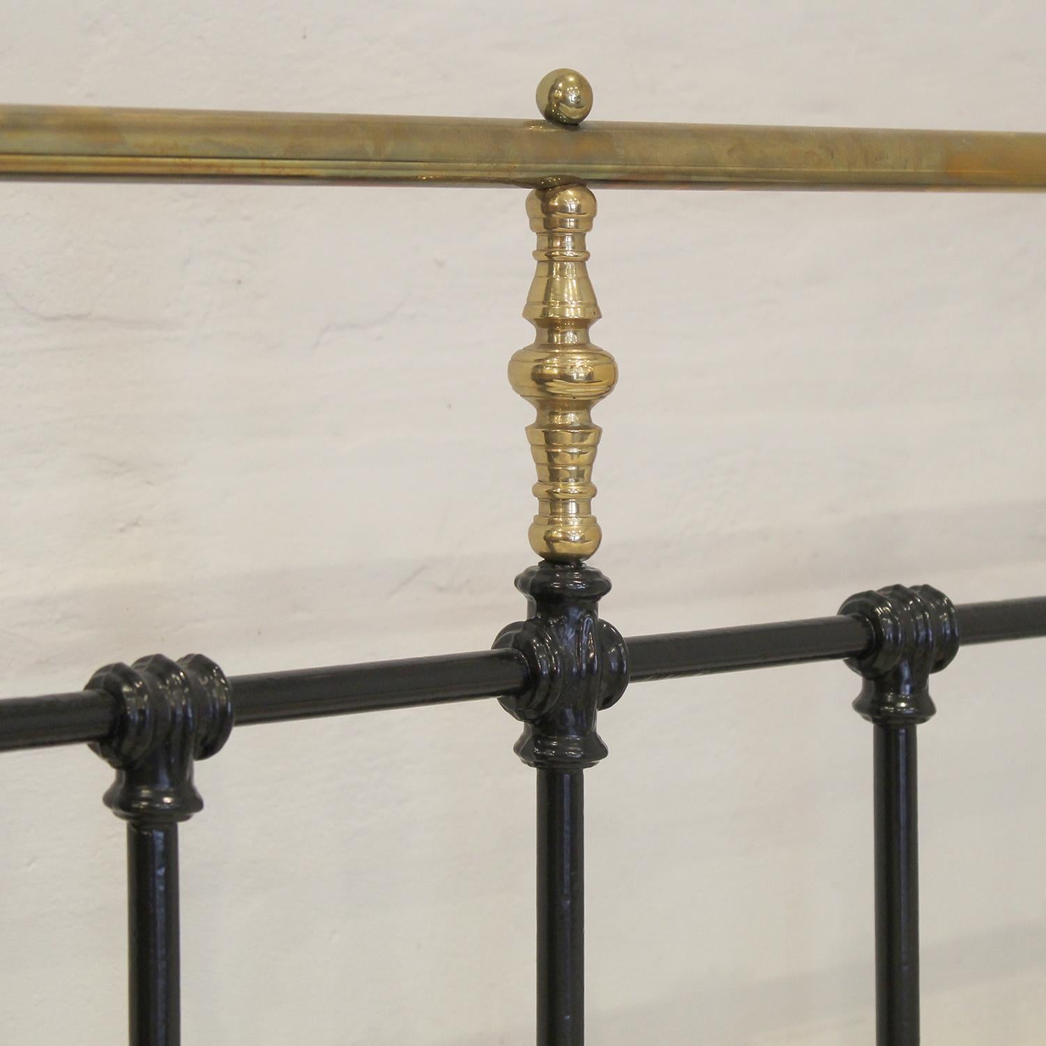British Double Brass and Iron Platform Antique Bed in Black MD146