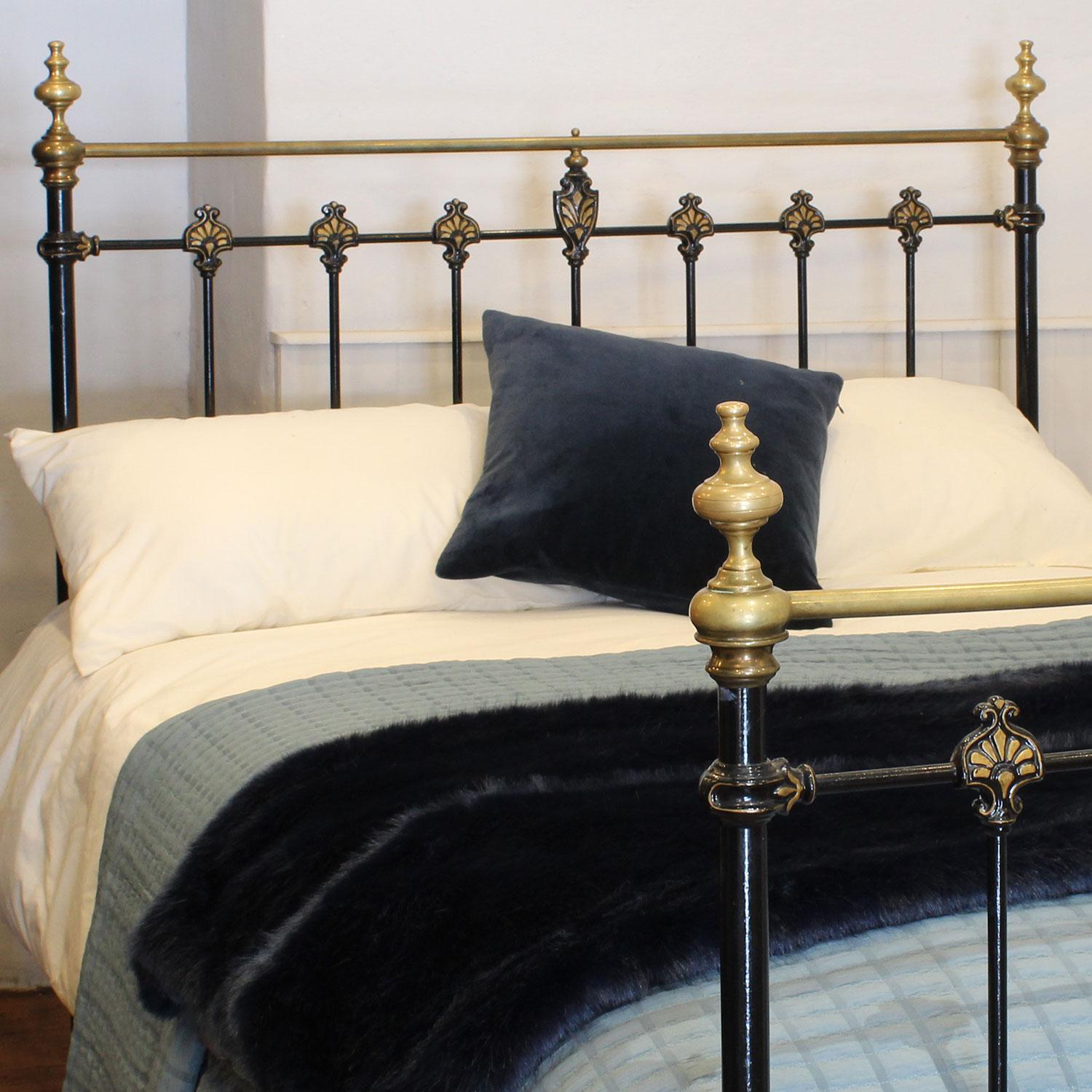 Cast Double Brass & Iron Bed in Black, MD126