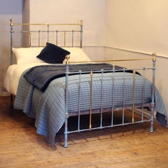 Double Brass & Iron Bed in Blue Verdigris, MD125