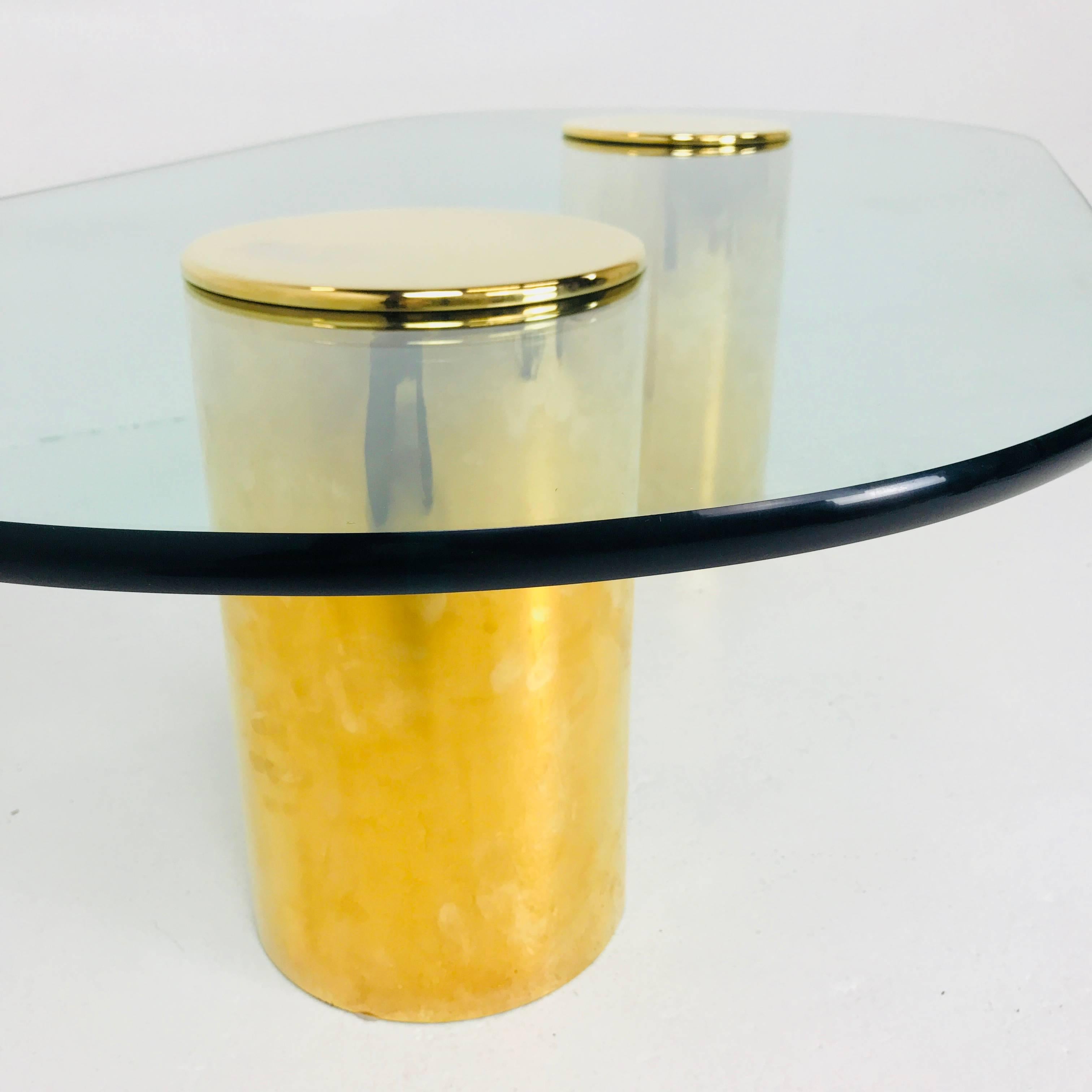 20th Century Double Brass Pedestals Coffee Table by Directional