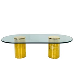 Double Brass Pedestals Coffee Table by Directional