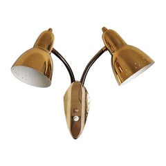 Double Brass Wall Light in Paavo Tynell Style, 1950s