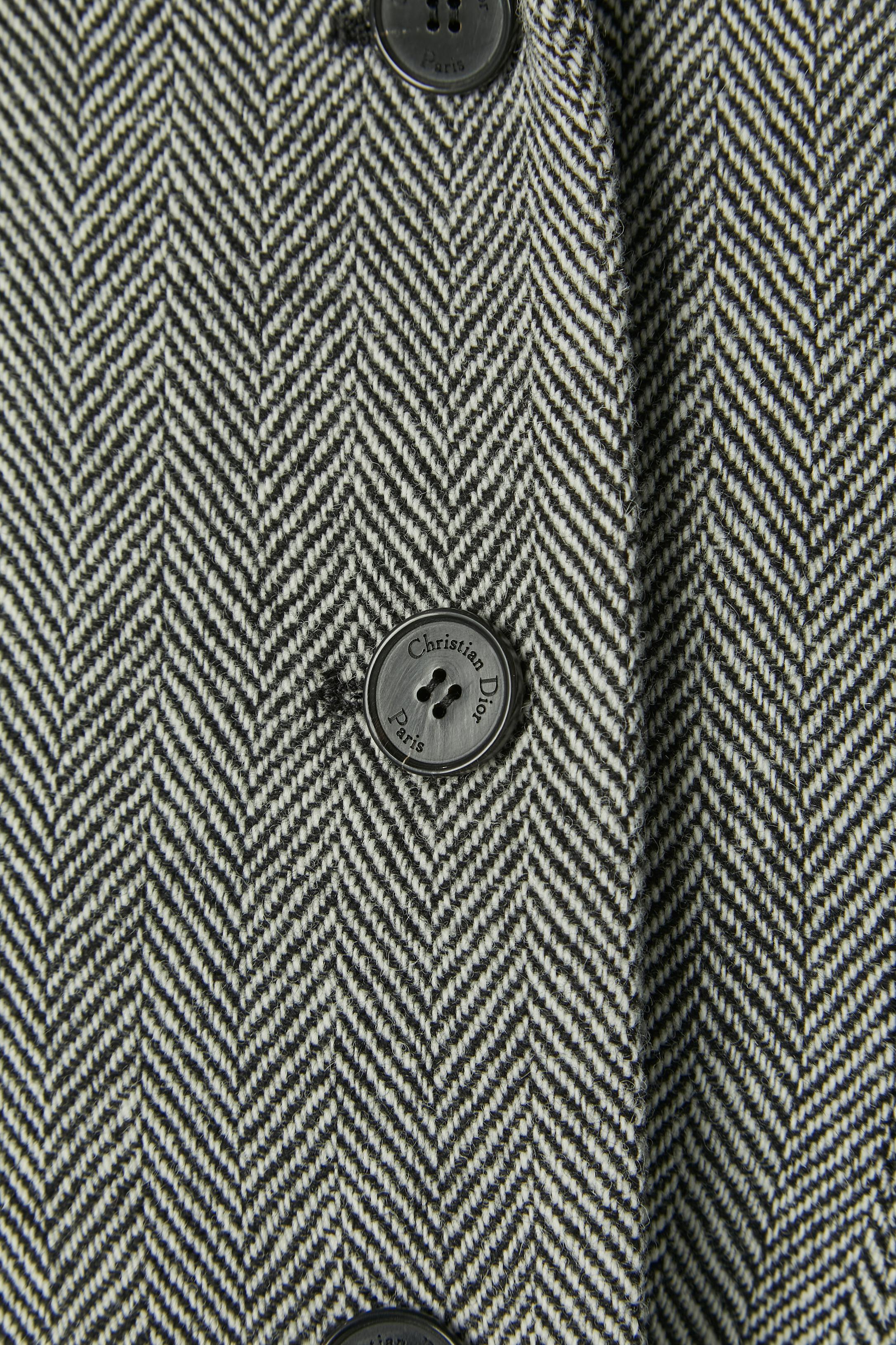 Gray Double-breasted Bar jacket with chevron pattern CHRISTIAN DIOR For Sale
