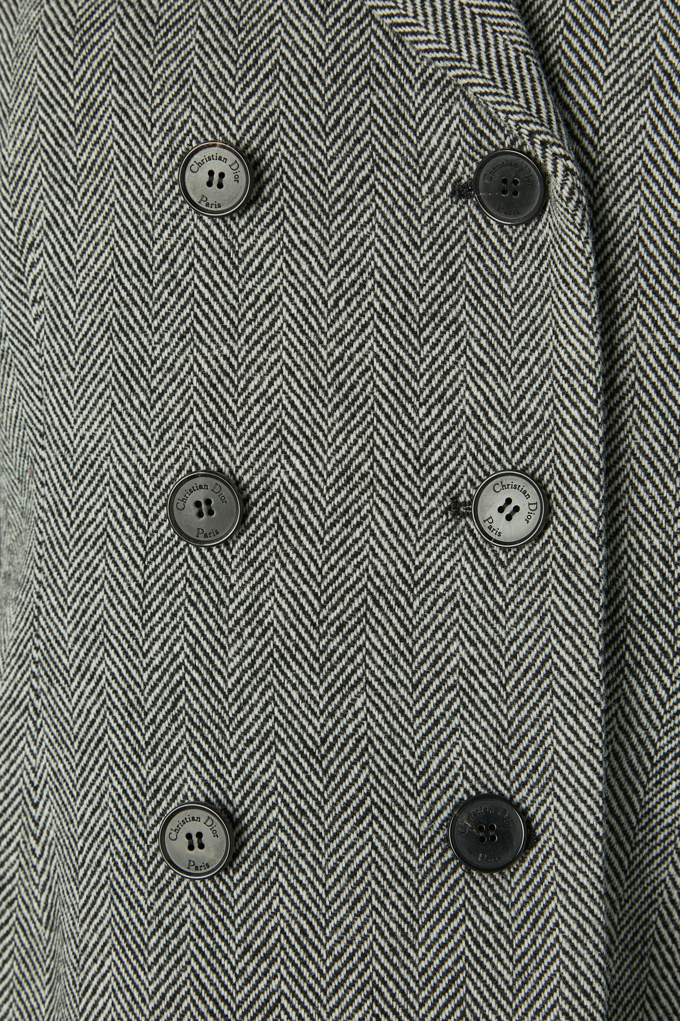 Double-breasted Bar jacket with chevron pattern CHRISTIAN DIOR In New Condition For Sale In Saint-Ouen-Sur-Seine, FR