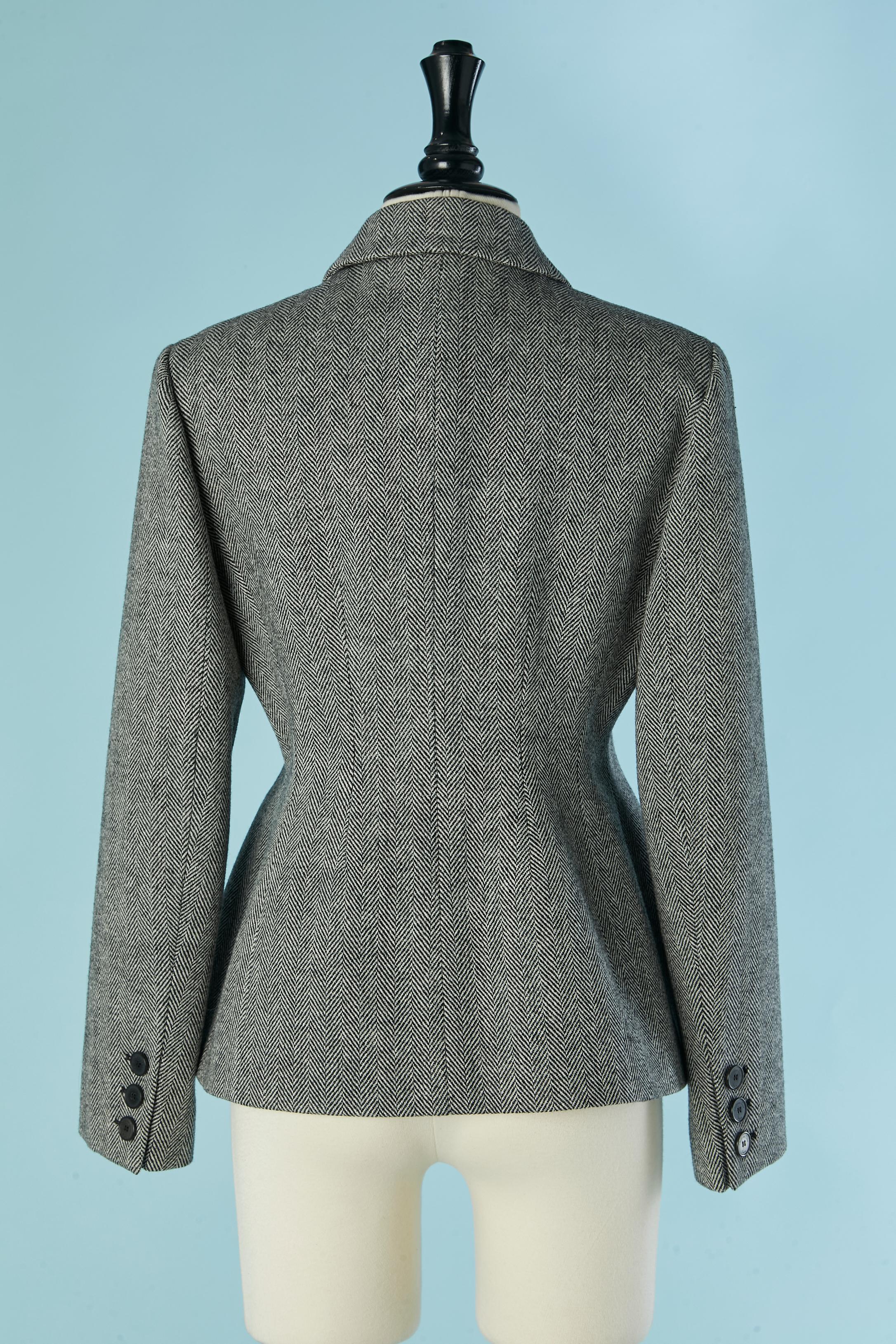 Double-breasted Bar jacket with chevron pattern CHRISTIAN DIOR For Sale 1