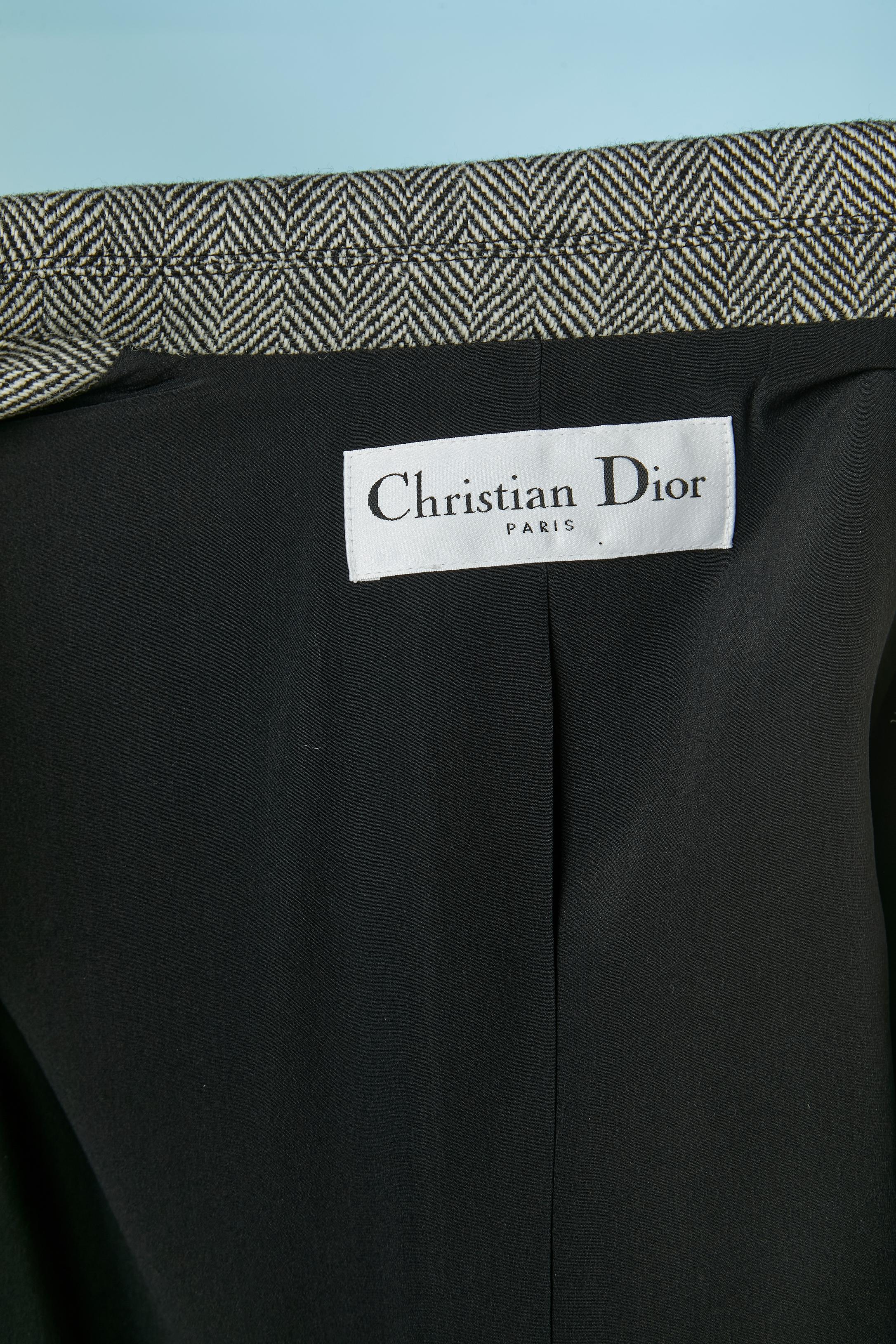Double-breasted Bar jacket with chevron pattern CHRISTIAN DIOR For Sale 2