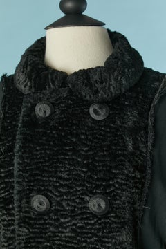 Double breasted black coat with faux fur Comme des Garçons