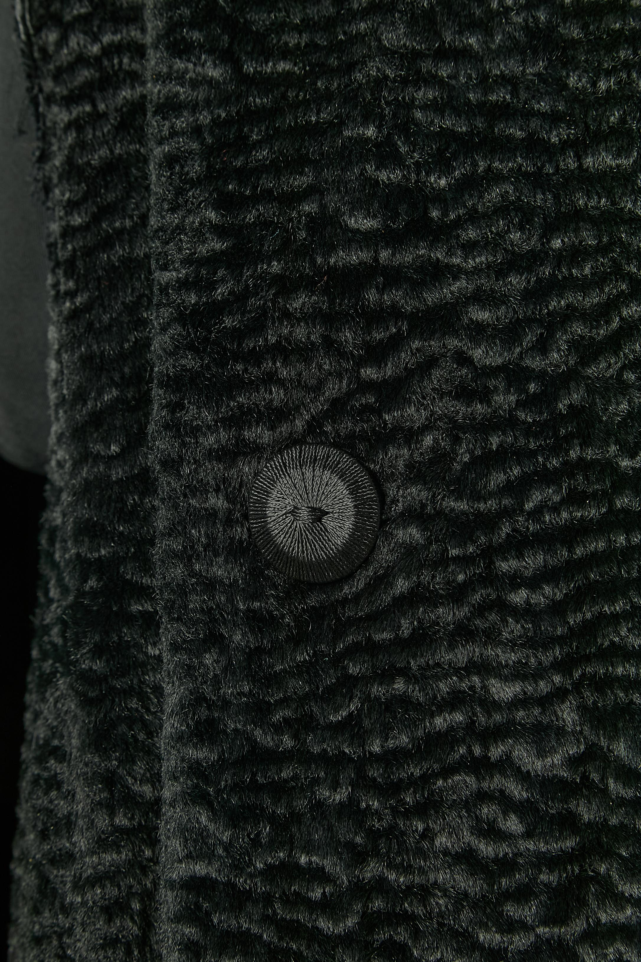 Nero Cappotto doppiopetto nero con pelliccia sintetica Comme des Garçons in vendita