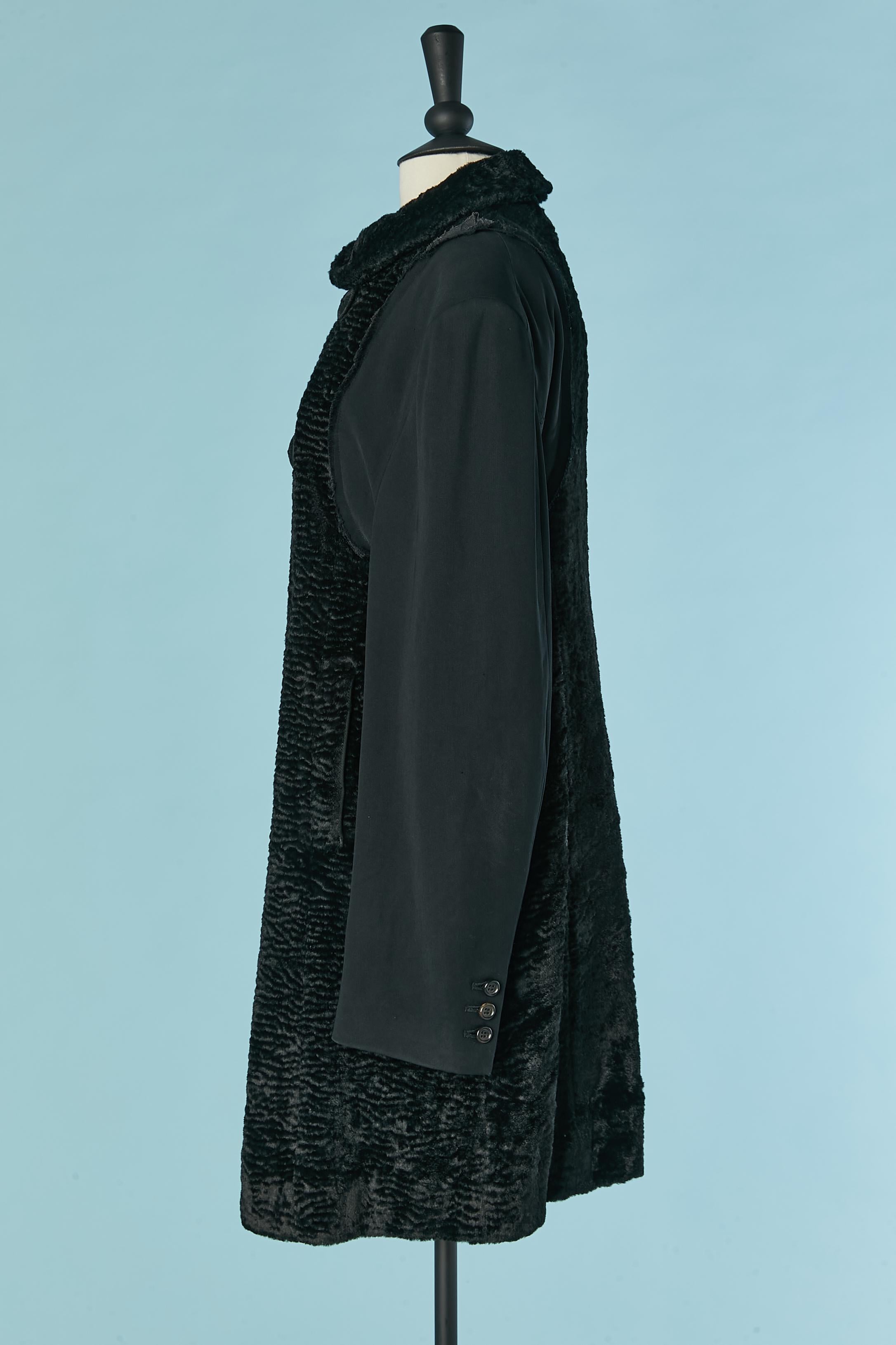 da uomo o donna Cappotto doppiopetto nero con pelliccia sintetica Comme des Garçons in vendita