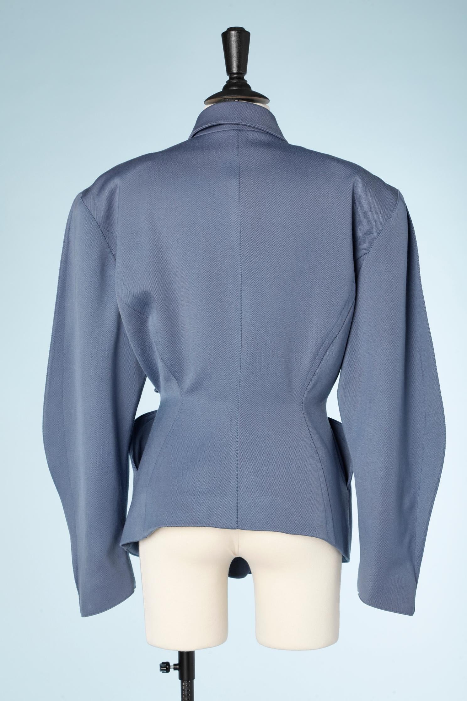 Double breasted blue wool jacket Thierry Mugler  2