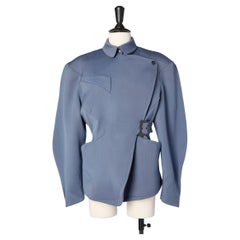 Double breasted blue wool jacket Thierry Mugler 