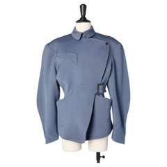 Double breasted blue wool jacket Thierry Mugler