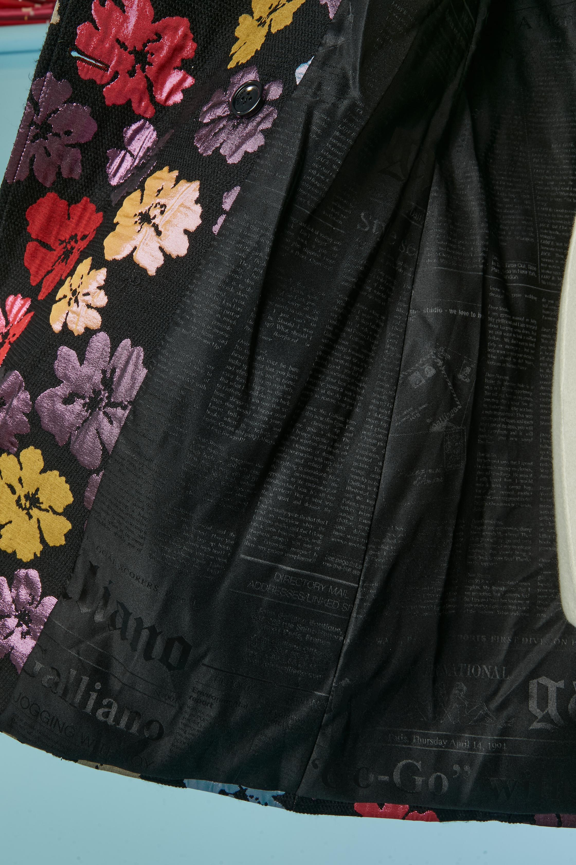 Abrigo brocado con doble botonadura y estampado de flores GALLIANO en venta 5