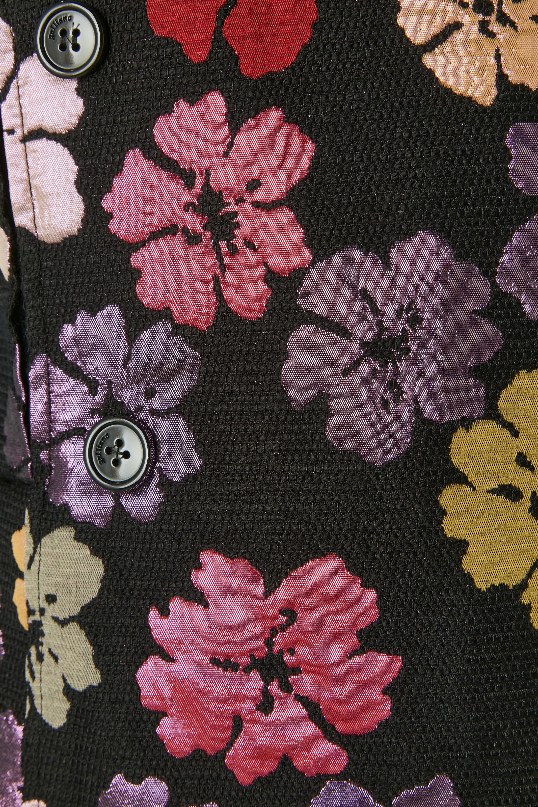 Abrigo brocado con doble botonadura y estampado de flores GALLIANO en Excelente estado para la venta en Saint-Ouen-Sur-Seine, FR