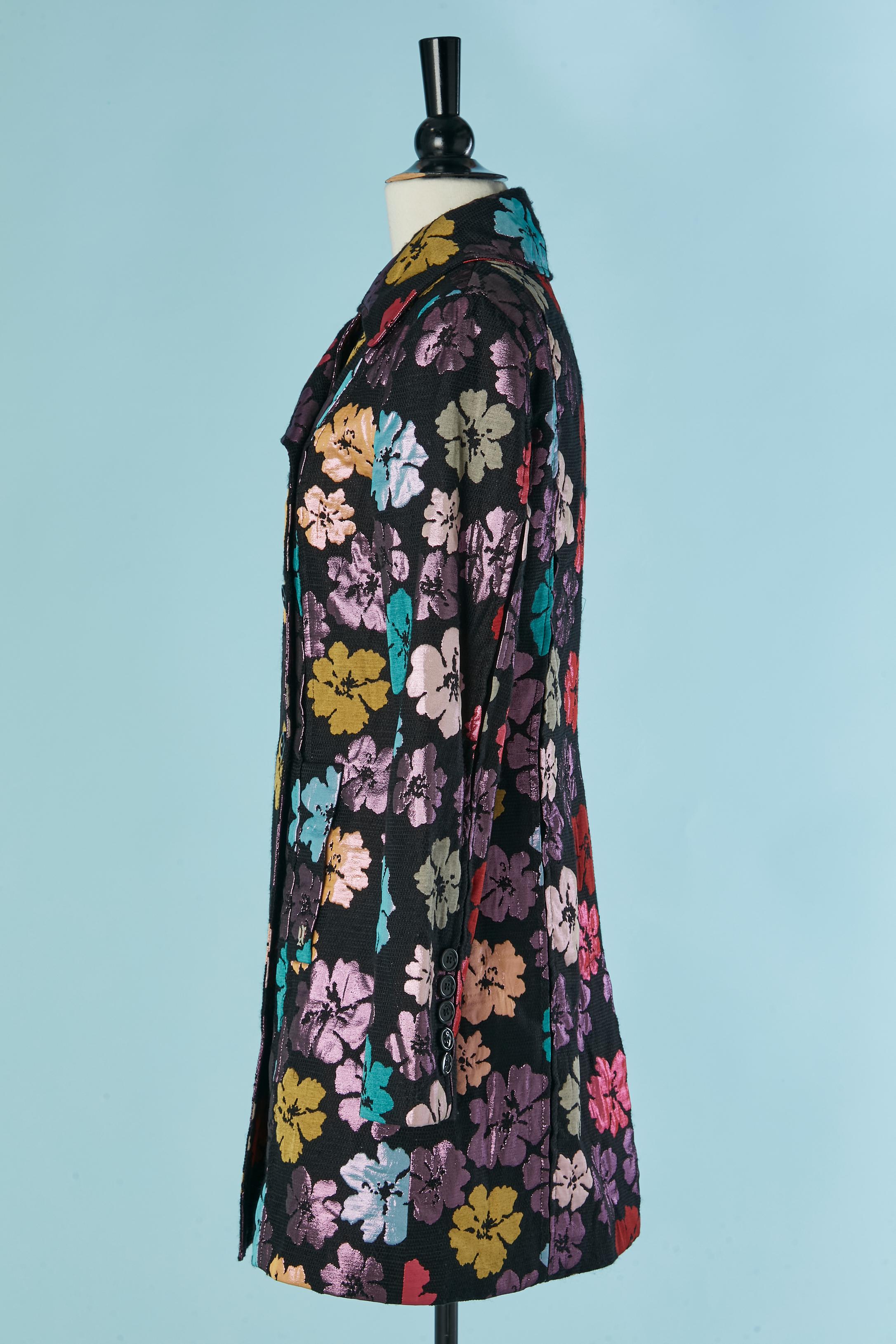 Abrigo brocado con doble botonadura y estampado de flores GALLIANO en venta 2
